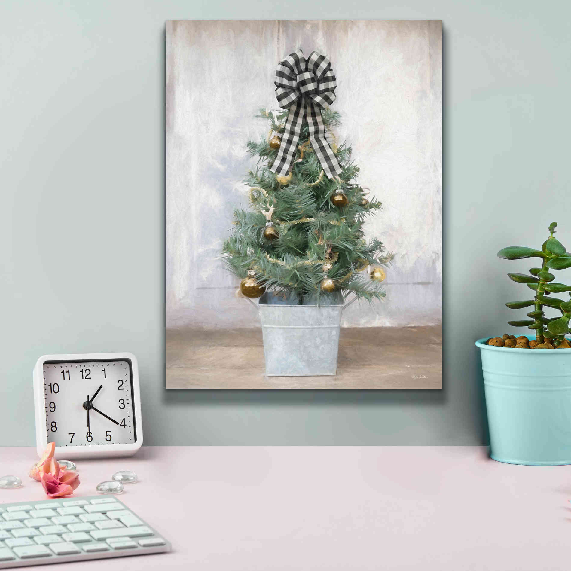 'Buffalo Plaid Mini Tree' by Lori Deiter, Canvas Wall Art,12 x 16