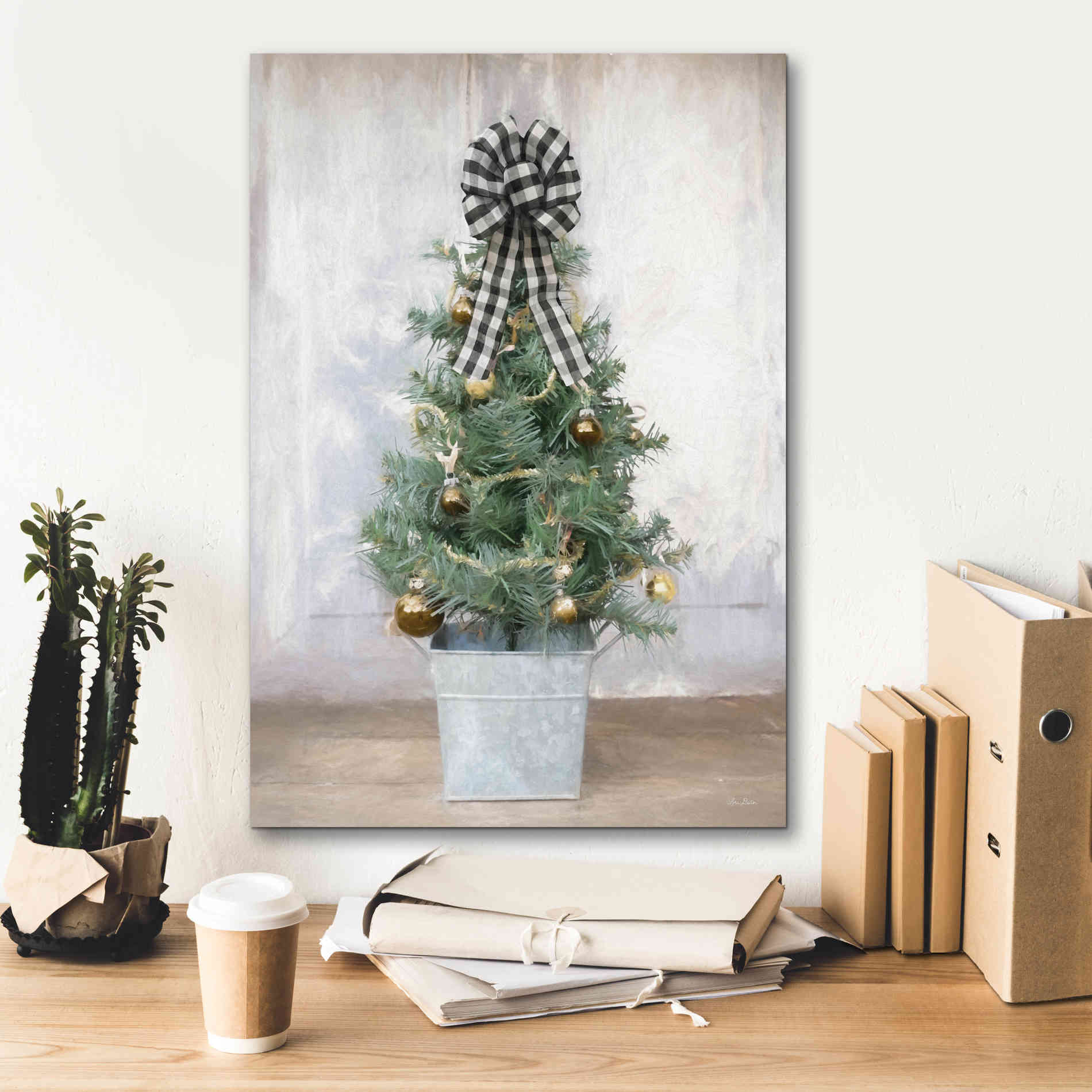 'Buffalo Plaid Mini Tree' by Lori Deiter, Canvas Wall Art,18 x 26