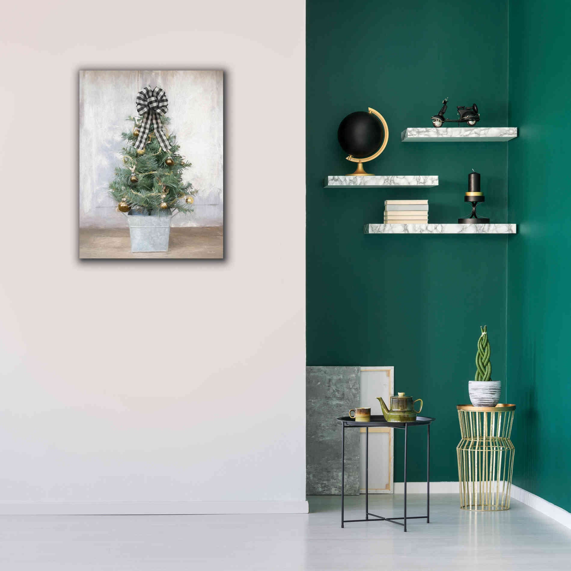 'Buffalo Plaid Mini Tree' by Lori Deiter, Canvas Wall Art,26 x 34
