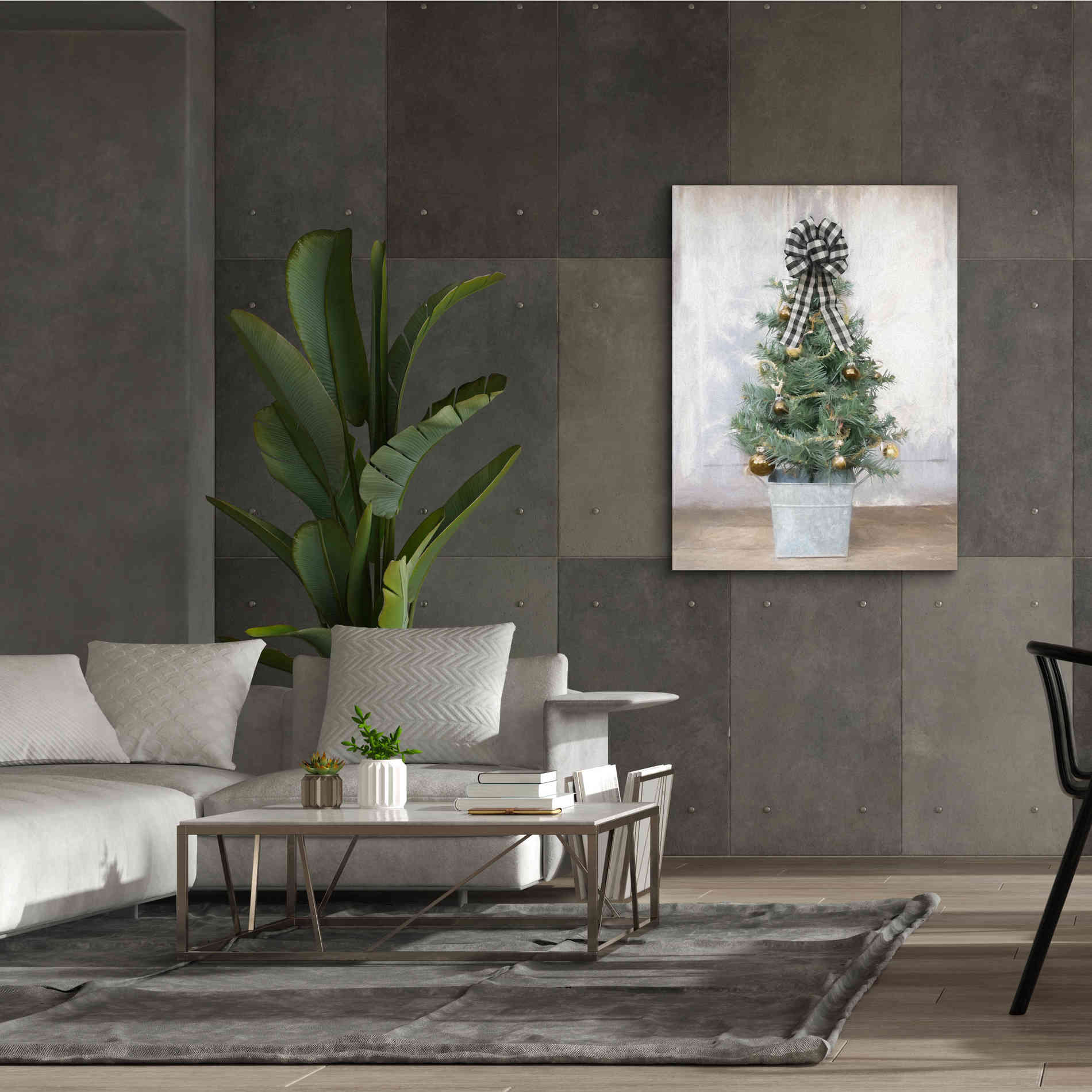 'Buffalo Plaid Mini Tree' by Lori Deiter, Canvas Wall Art,40 x 54