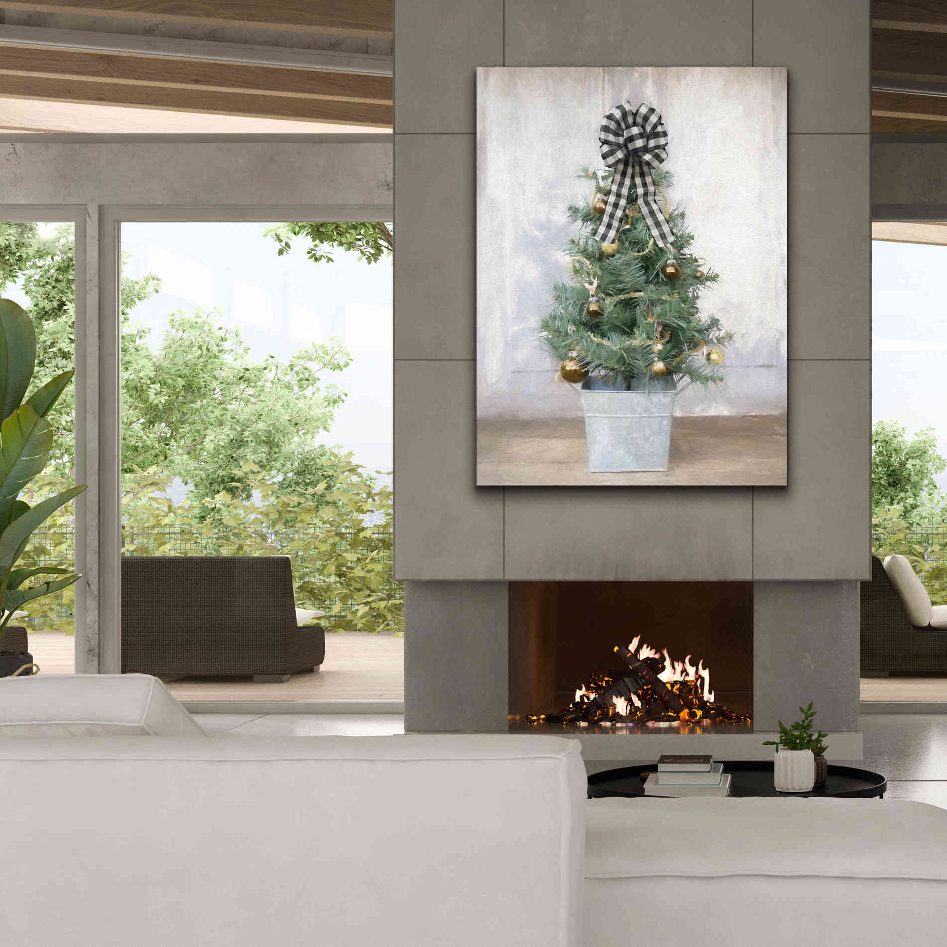 'Buffalo Plaid Mini Tree' by Lori Deiter, Canvas Wall Art,40 x 54
