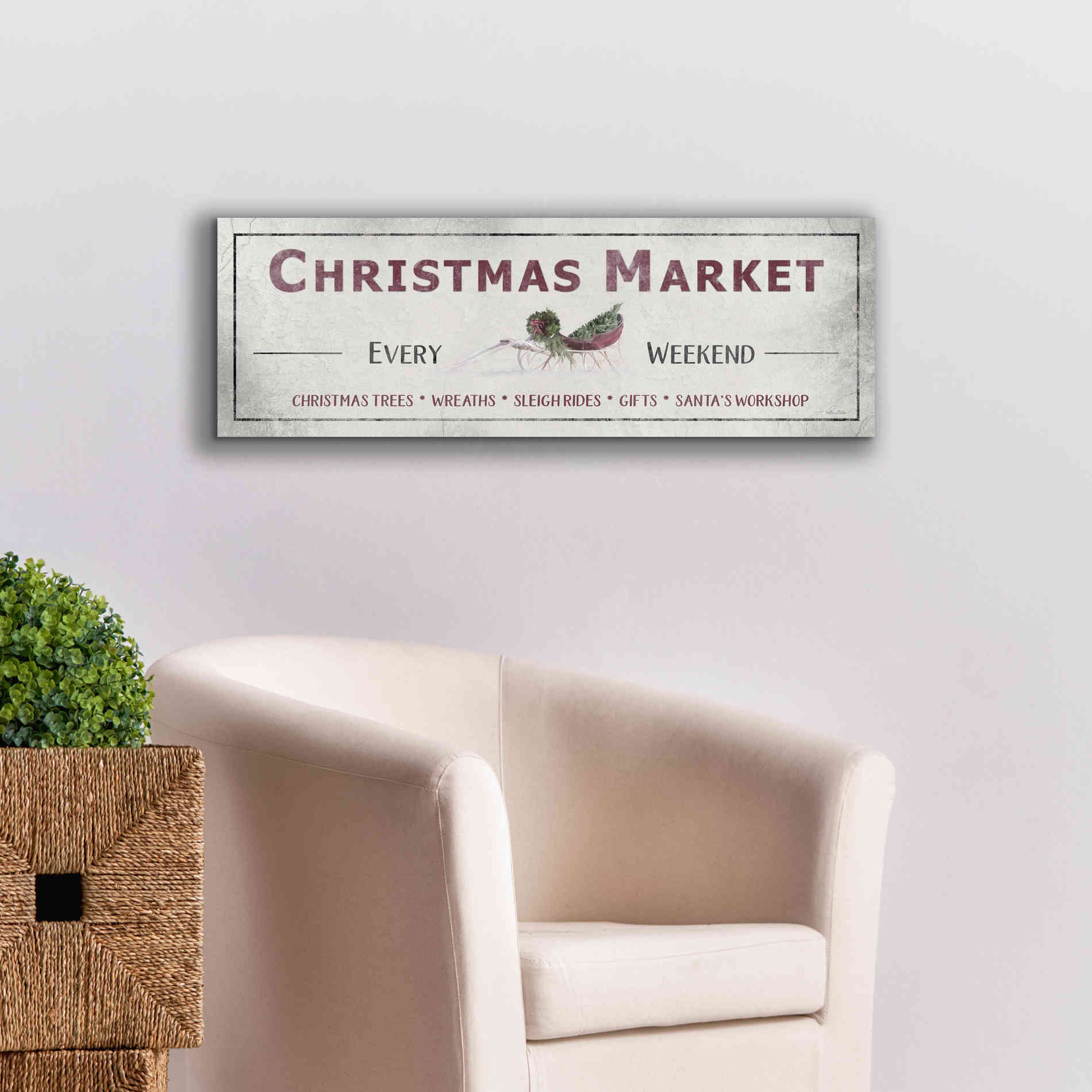 'Christmas Market Sign II' by Lori Deiter, Canvas Wall Art,36 x 12