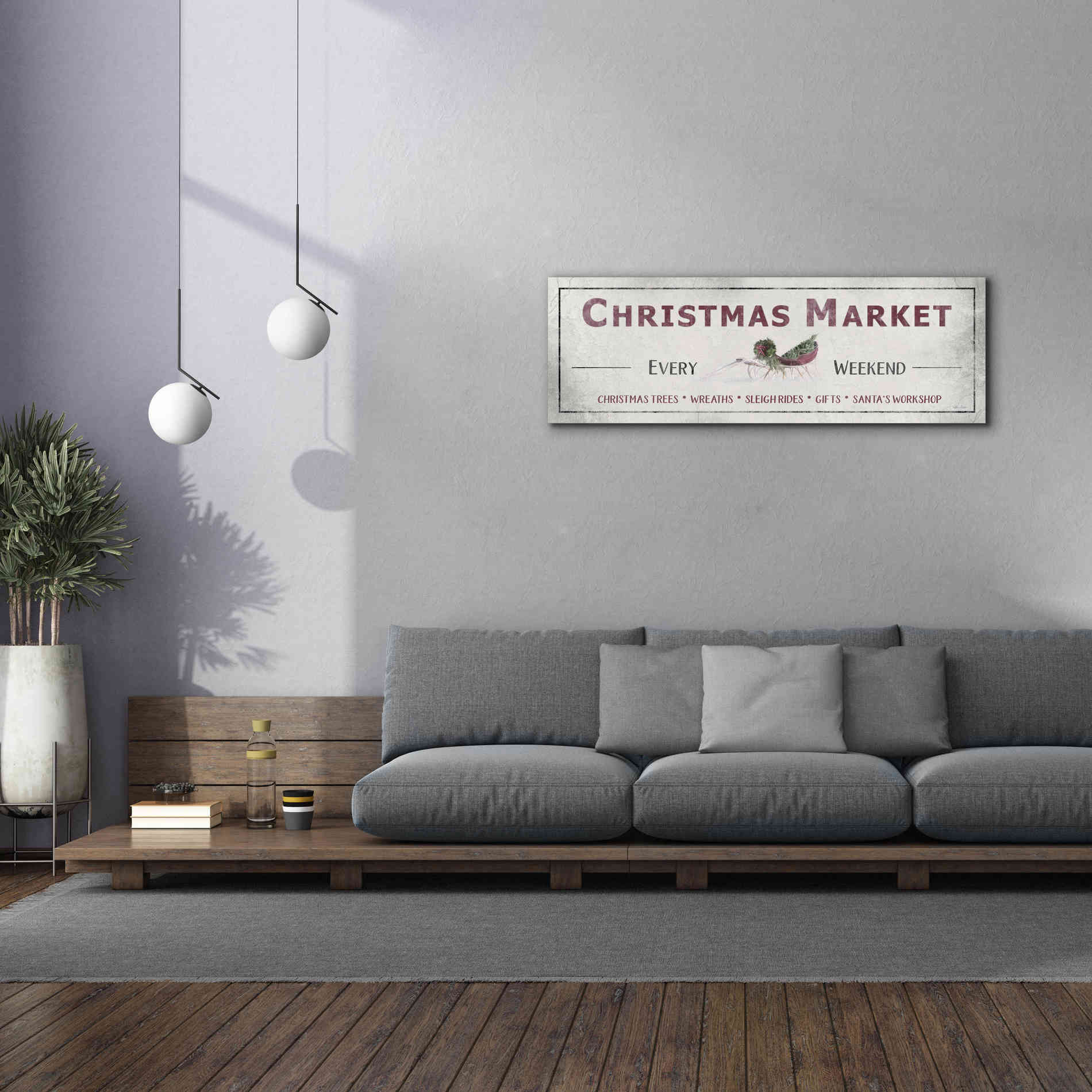 'Christmas Market Sign II' by Lori Deiter, Canvas Wall Art,60 x 20