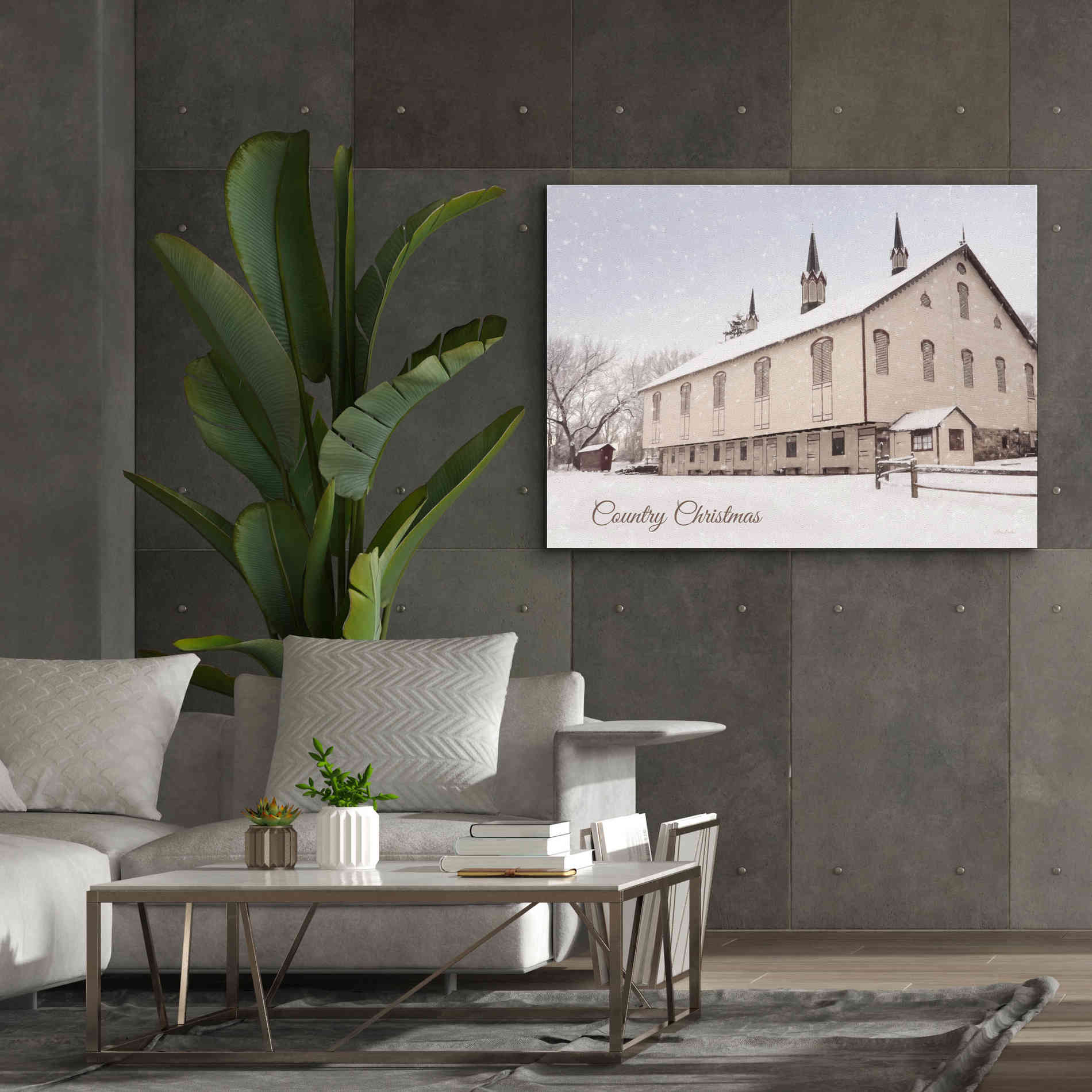 'Country Christmas Church' by Lori Deiter, Canvas Wall Art,30 x 26