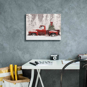 'Red Truck with Christmas Tree II' by Lori Deiter, Canvas Wall Art,16 x 12