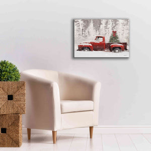 'Red Truck with Christmas Tree II' by Lori Deiter, Canvas Wall Art,26 x 18