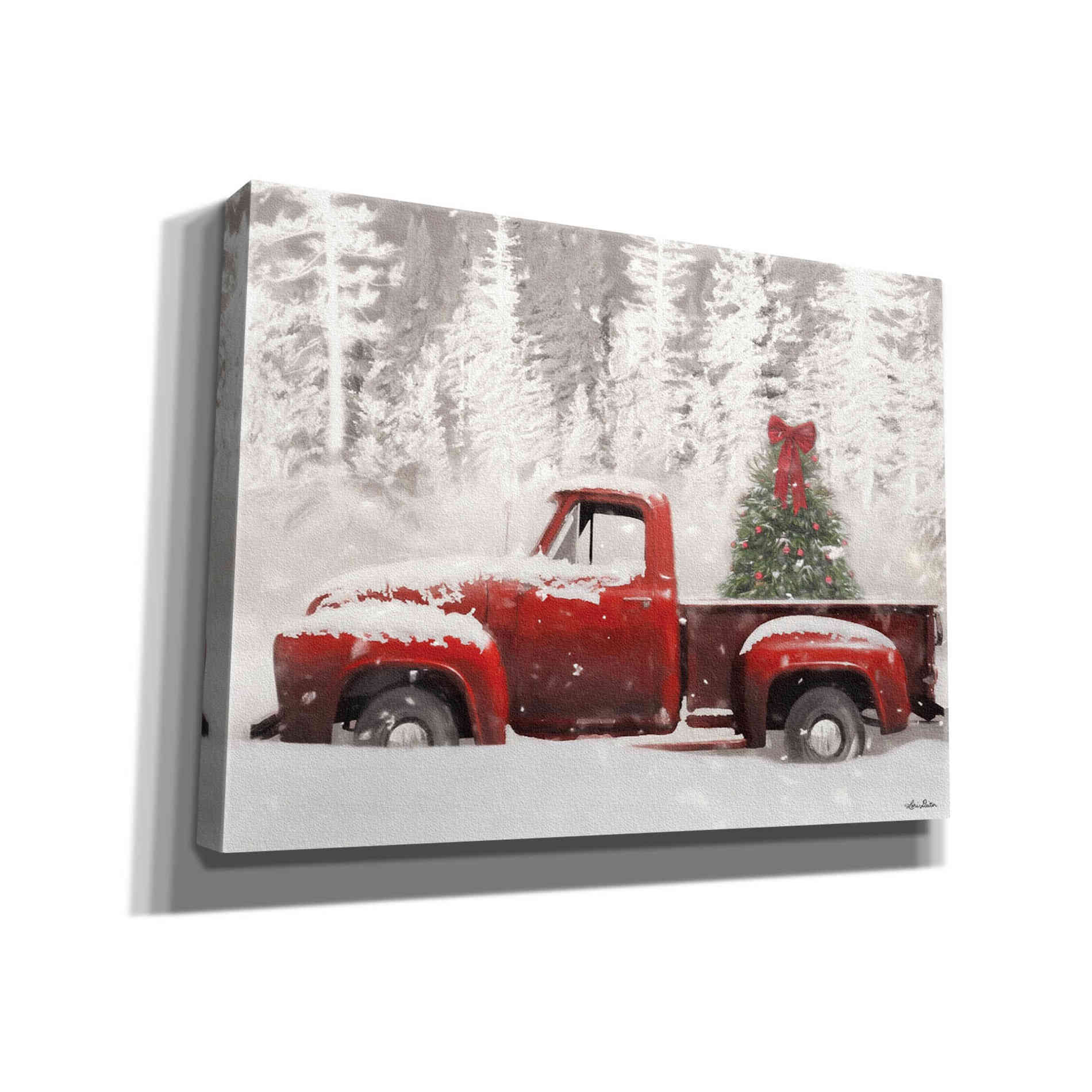 'Red Truck with Christmas Tree II' by Lori Deiter, Canvas Wall Art