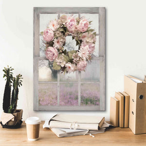 'Spring Peony Wreath' by Lori Deiter, Canvas Wall Art,18 x 26