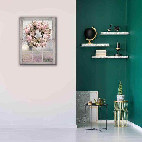 Image of 'Spring Peony Wreath' by Lori Deiter, Canvas Wall Art,26 x 34