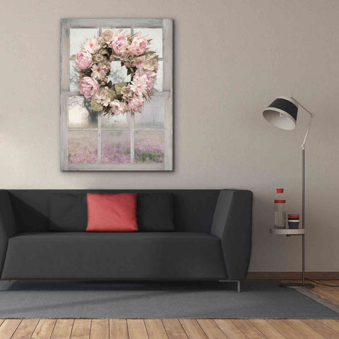 Image of 'Spring Peony Wreath' by Lori Deiter, Canvas Wall Art,40 x 54