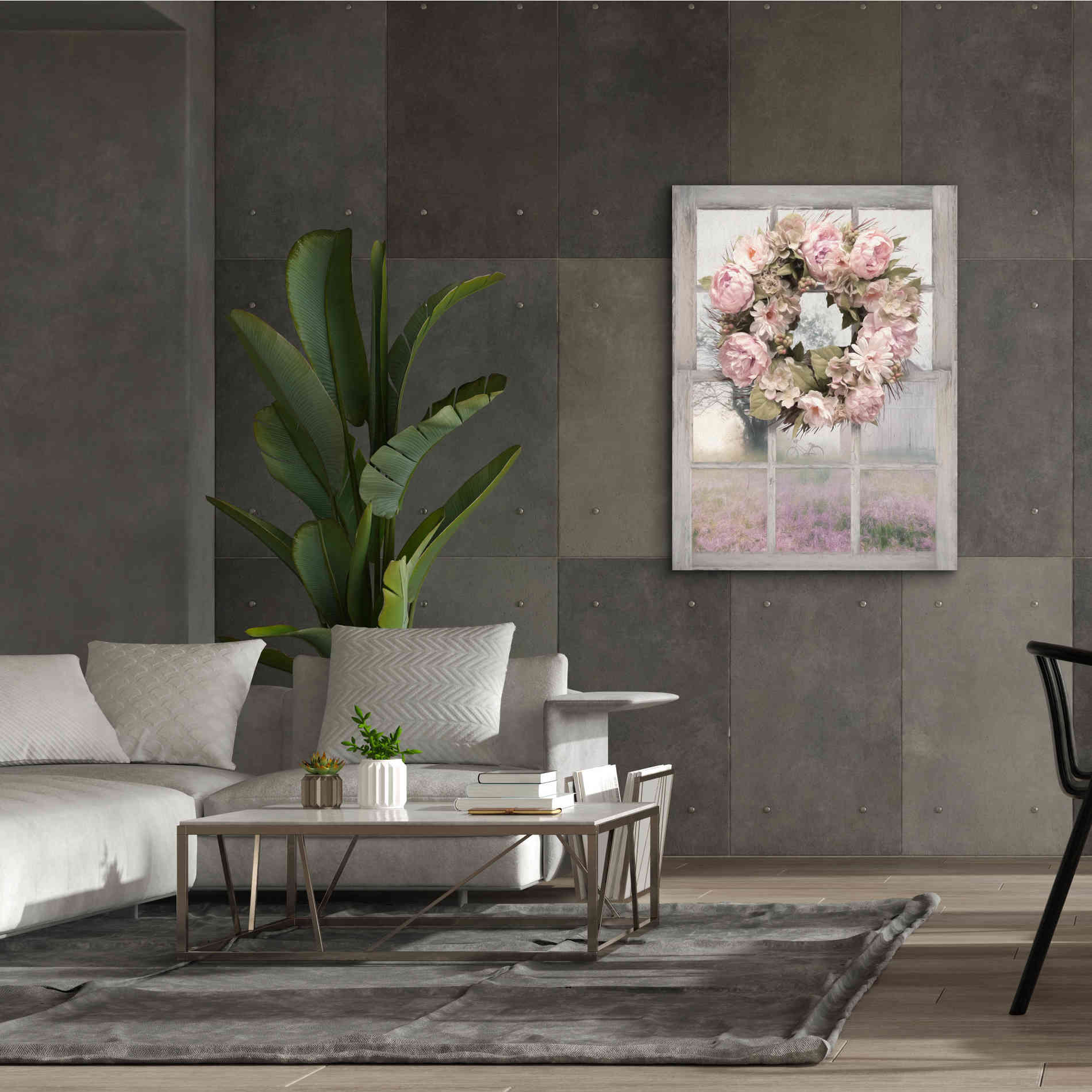'Spring Peony Wreath' by Lori Deiter, Canvas Wall Art,40 x 54