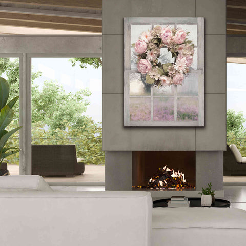 Image of 'Spring Peony Wreath' by Lori Deiter, Canvas Wall Art,40 x 54