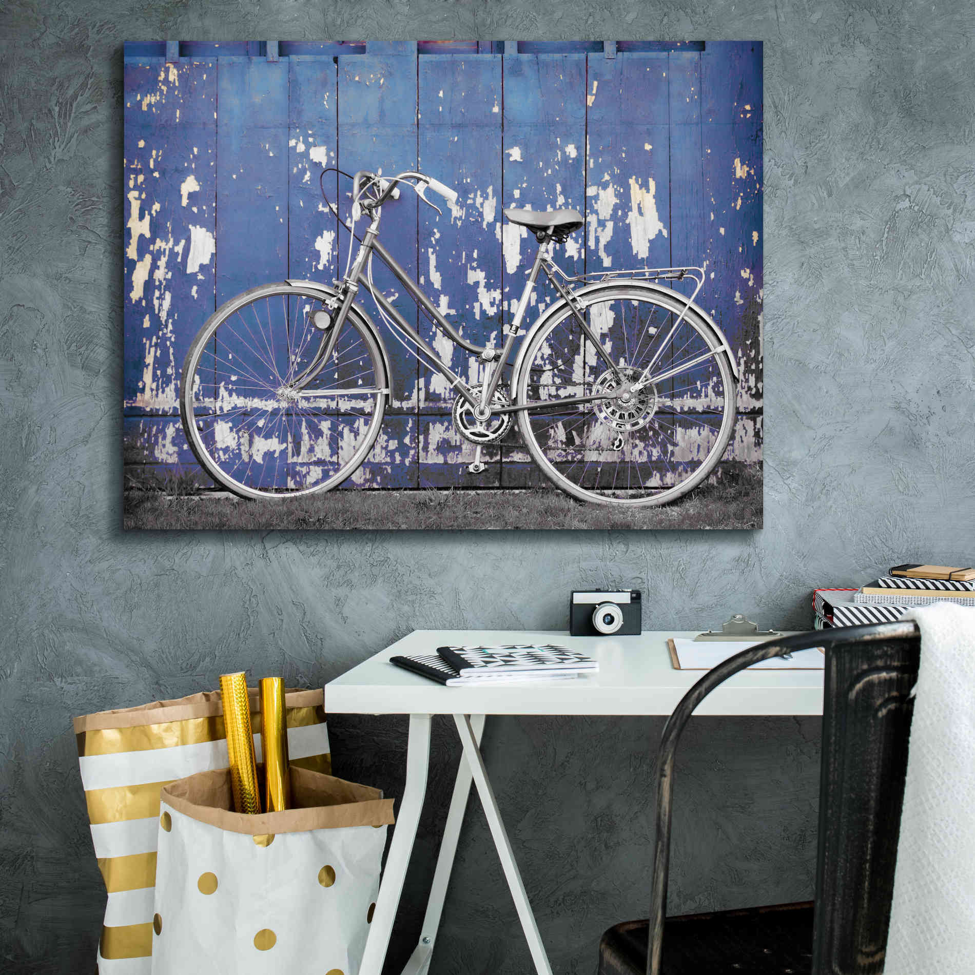 'Grungy Bike' by Lori Deiter, Canvas Wall Art,34 x 26