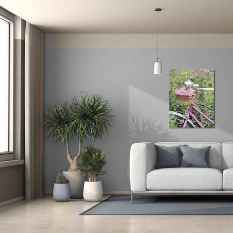 Image of 'Pink Garden Bike' by Lori Deiter, Canvas Wall Art,26 x 34