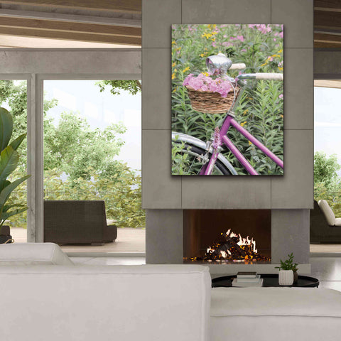 Image of 'Pink Garden Bike' by Lori Deiter, Canvas Wall Art,40 x 54