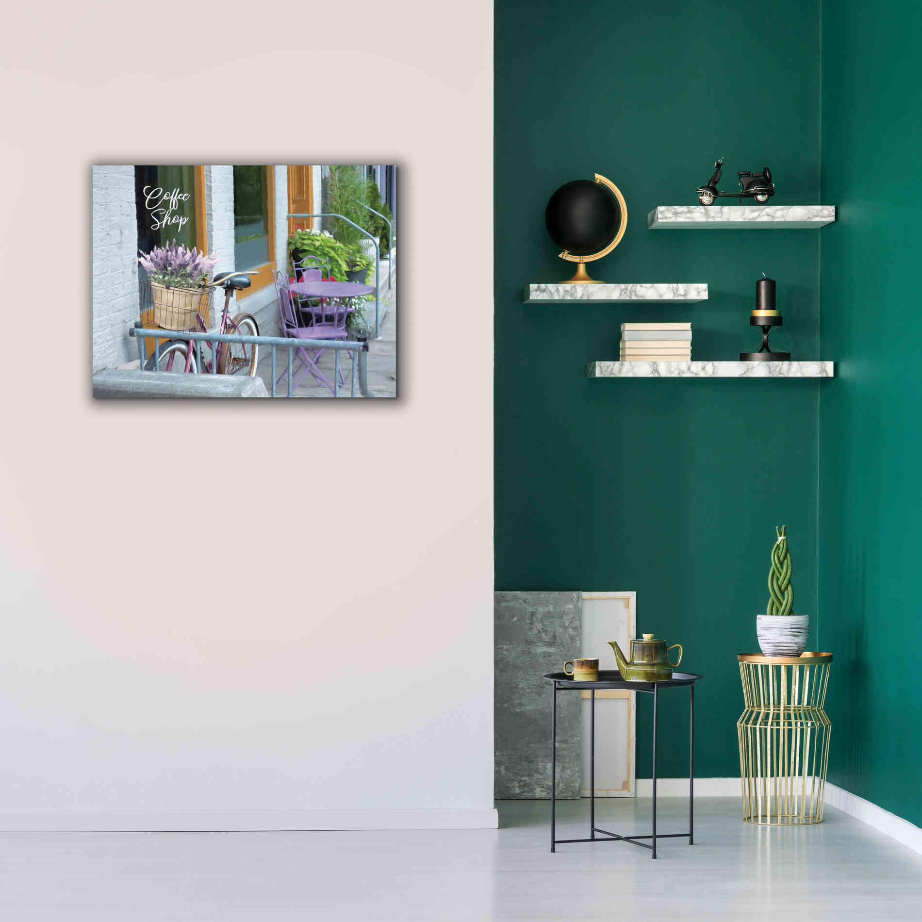 'Coffee Shop Visit' by Lori Deiter, Canvas Wall Art,34 x 26