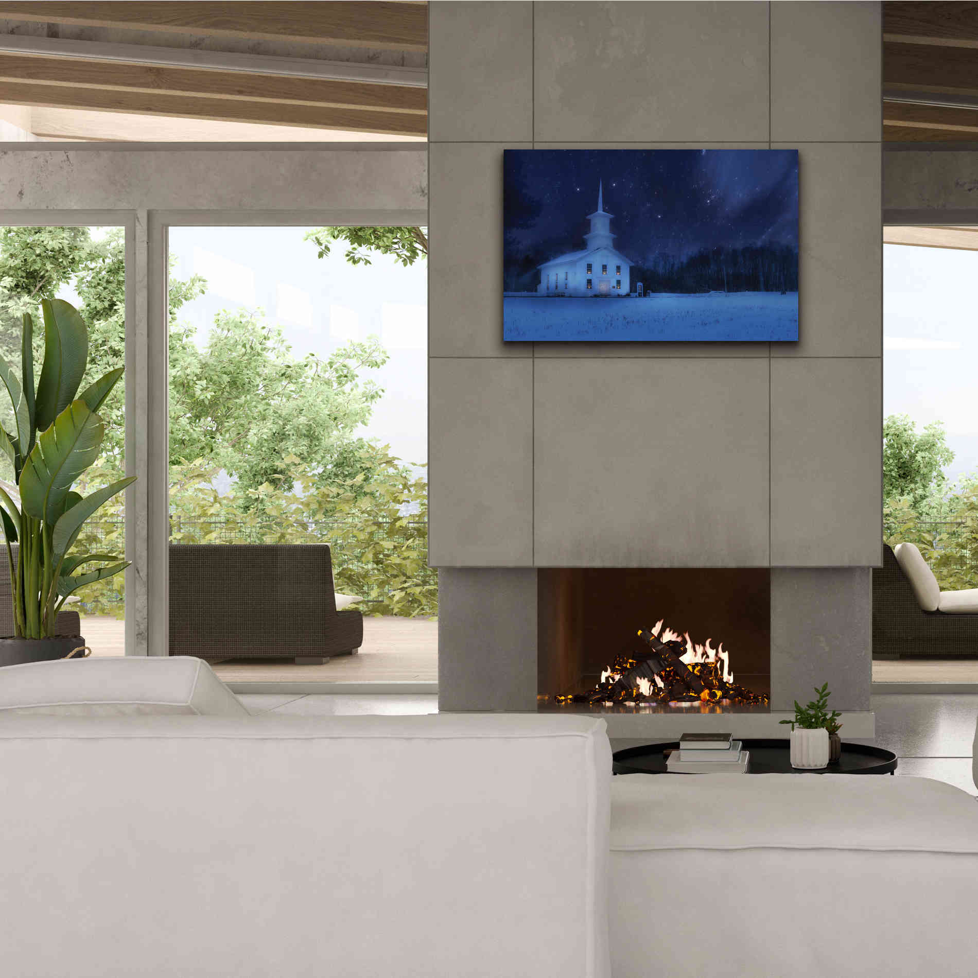 'Starry Night Church' by Lori Deiter, Canvas Wall Art,40 x 26