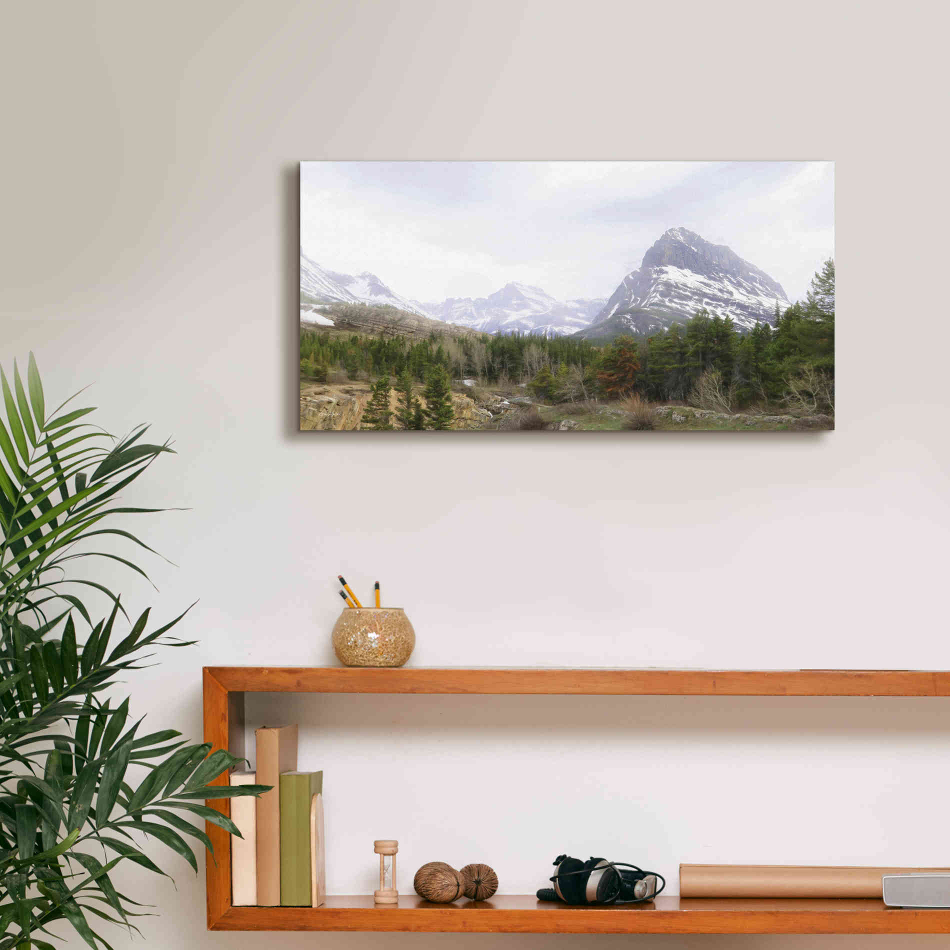 'Many Glacier Landscape' by Lori Deiter, Canvas Wall Art,24 x 12