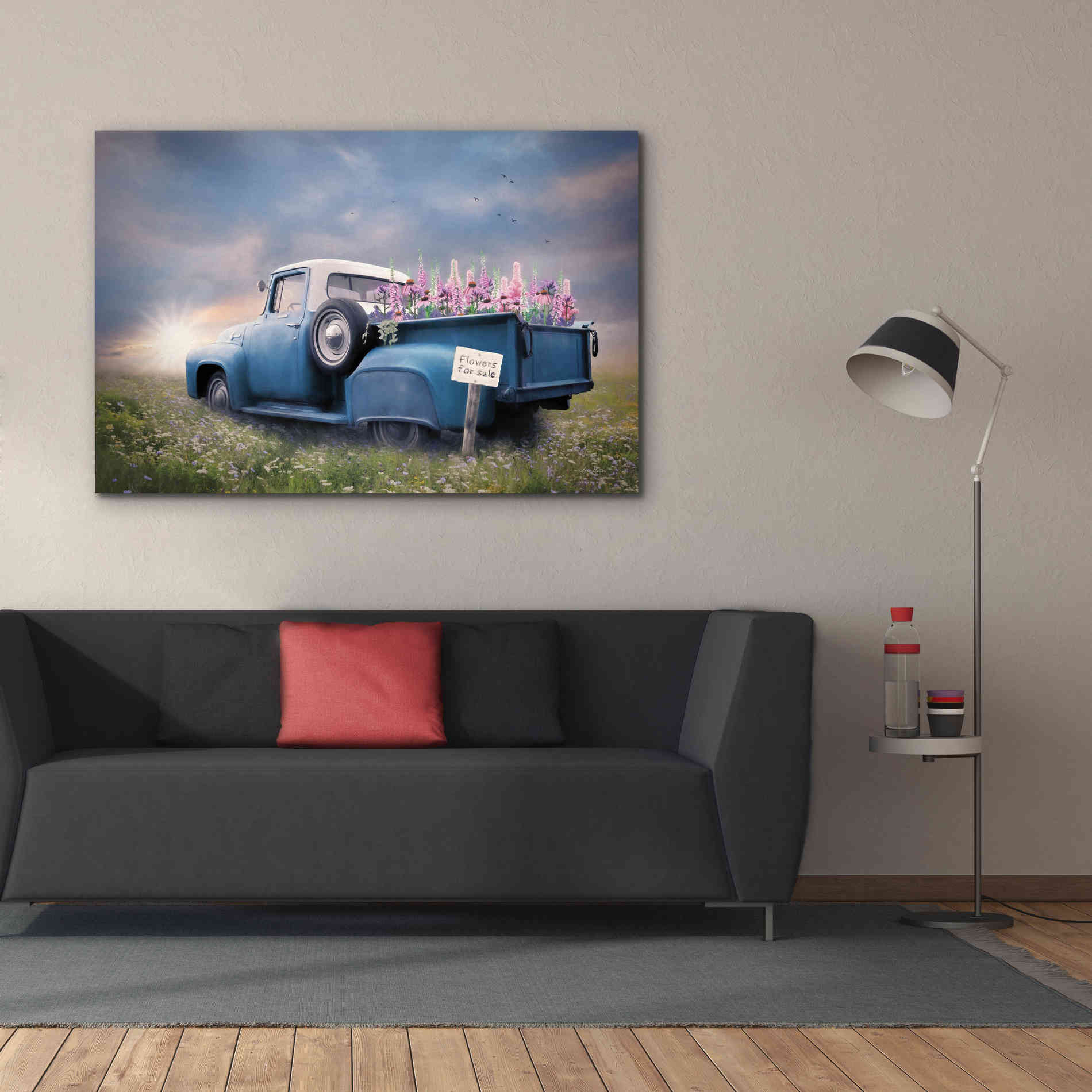 'Blue Ford with Foxglove Flowers' by Lori Deiter, Canvas Wall Art,60 x 40