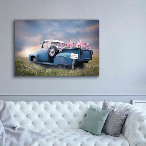 Image of 'Blue Ford with Foxglove Flowers' by Lori Deiter, Canvas Wall Art,60 x 40
