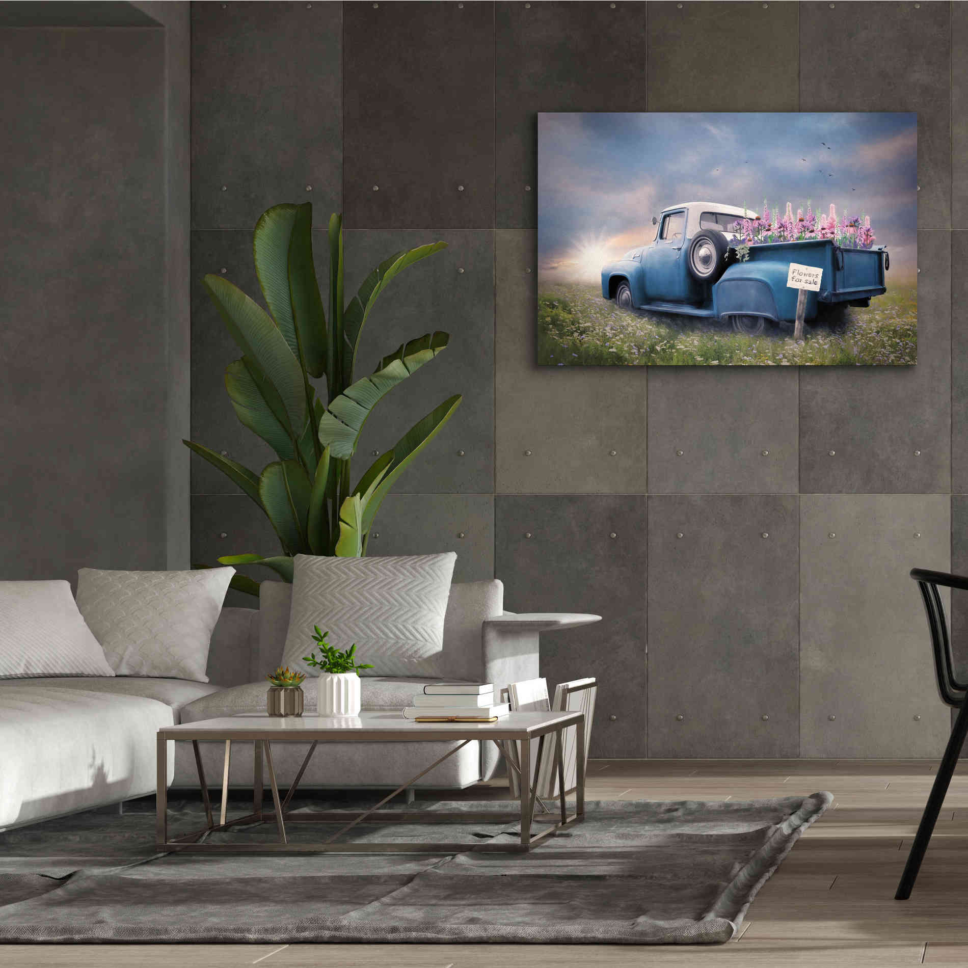'Blue Ford with Foxglove Flowers' by Lori Deiter, Canvas Wall Art,60 x 40