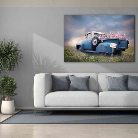 Image of 'Blue Ford with Foxglove Flowers' by Lori Deiter, Canvas Wall Art,60 x 40
