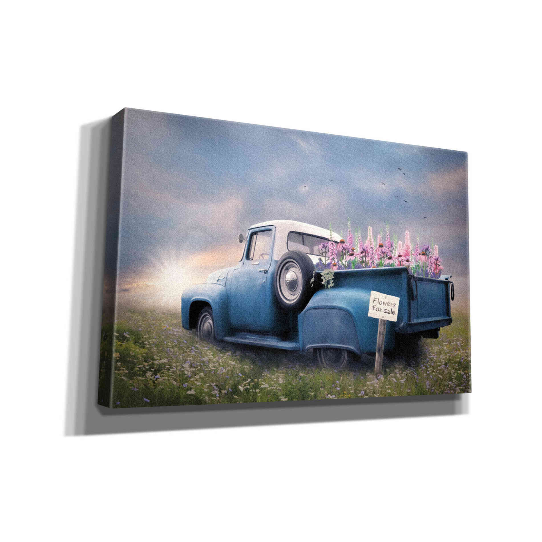 'Blue Ford with Foxglove Flowers' by Lori Deiter, Canvas Wall Art