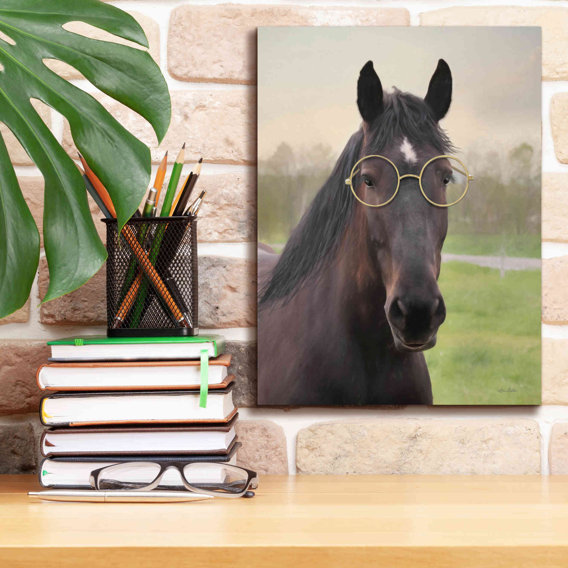 'Horse with Round Glasses' by Lori Deiter, Canvas Wall Art,12 x 16