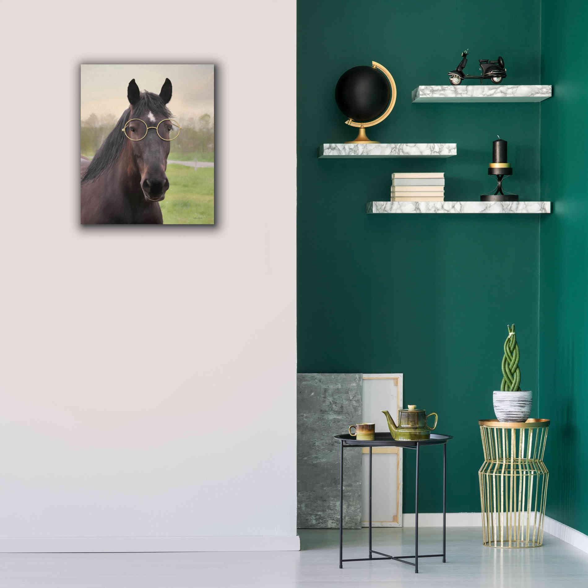 'Horse with Round Glasses' by Lori Deiter, Canvas Wall Art,20 x 24