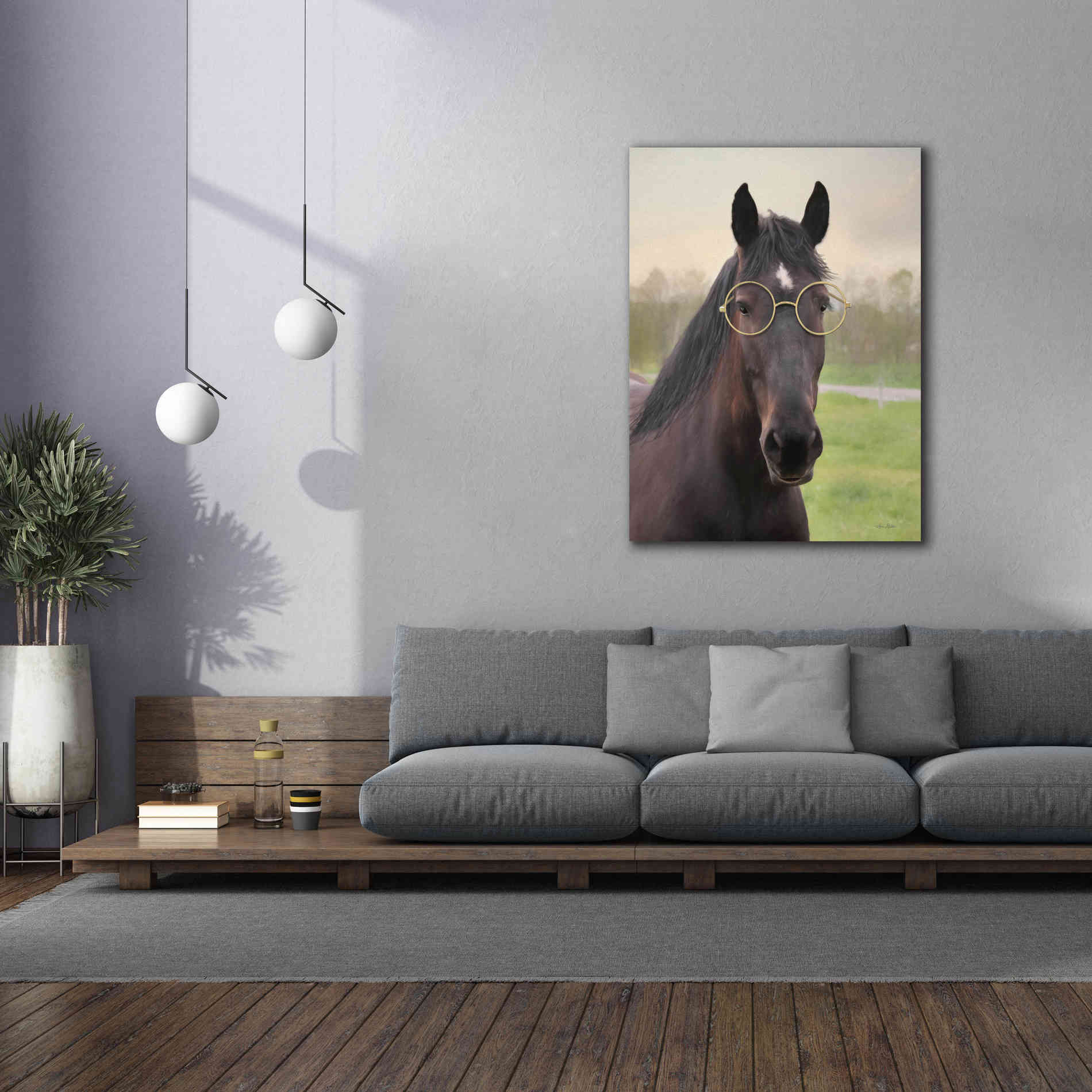 'Horse with Round Glasses' by Lori Deiter, Canvas Wall Art,40 x 54