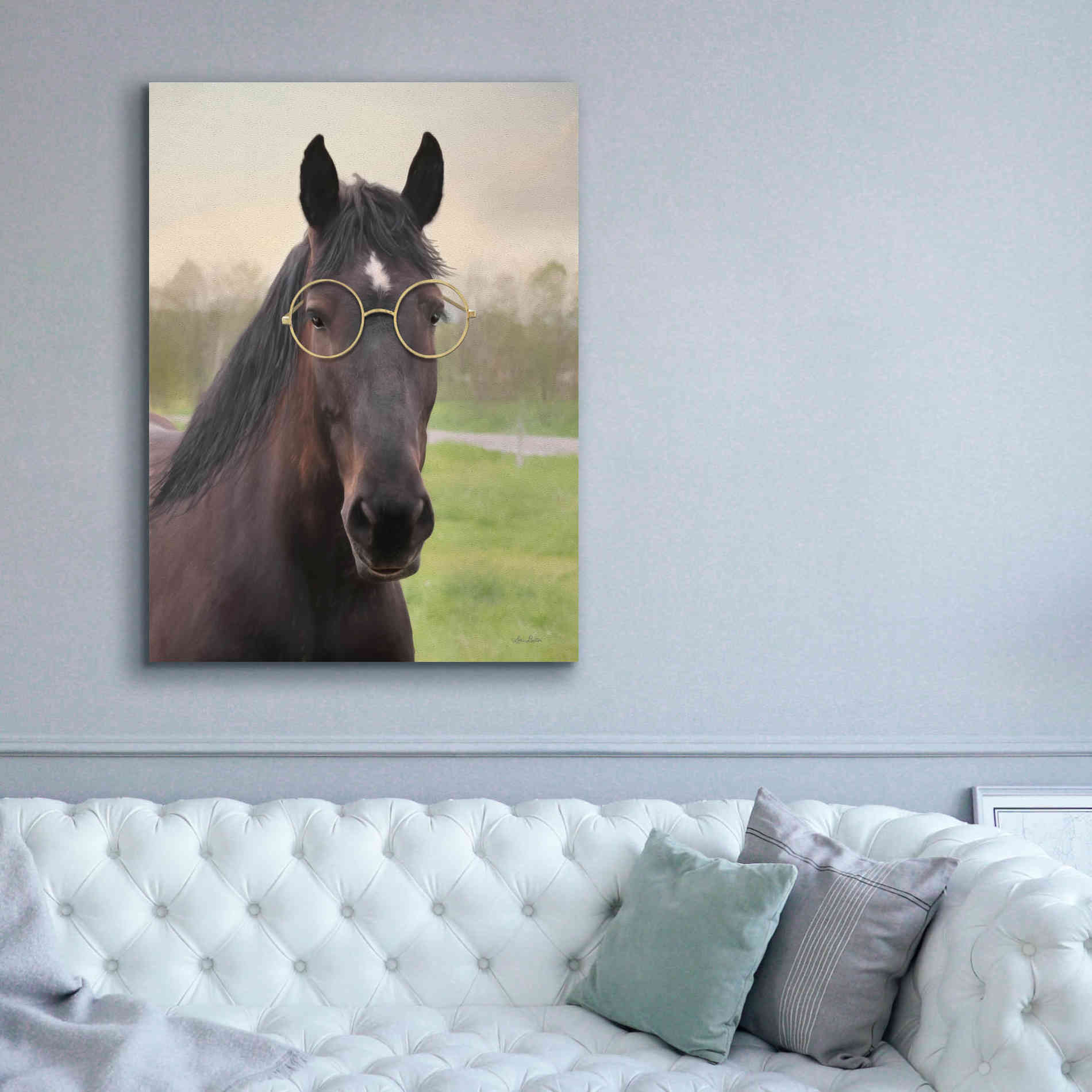 'Horse with Round Glasses' by Lori Deiter, Canvas Wall Art,40 x 54
