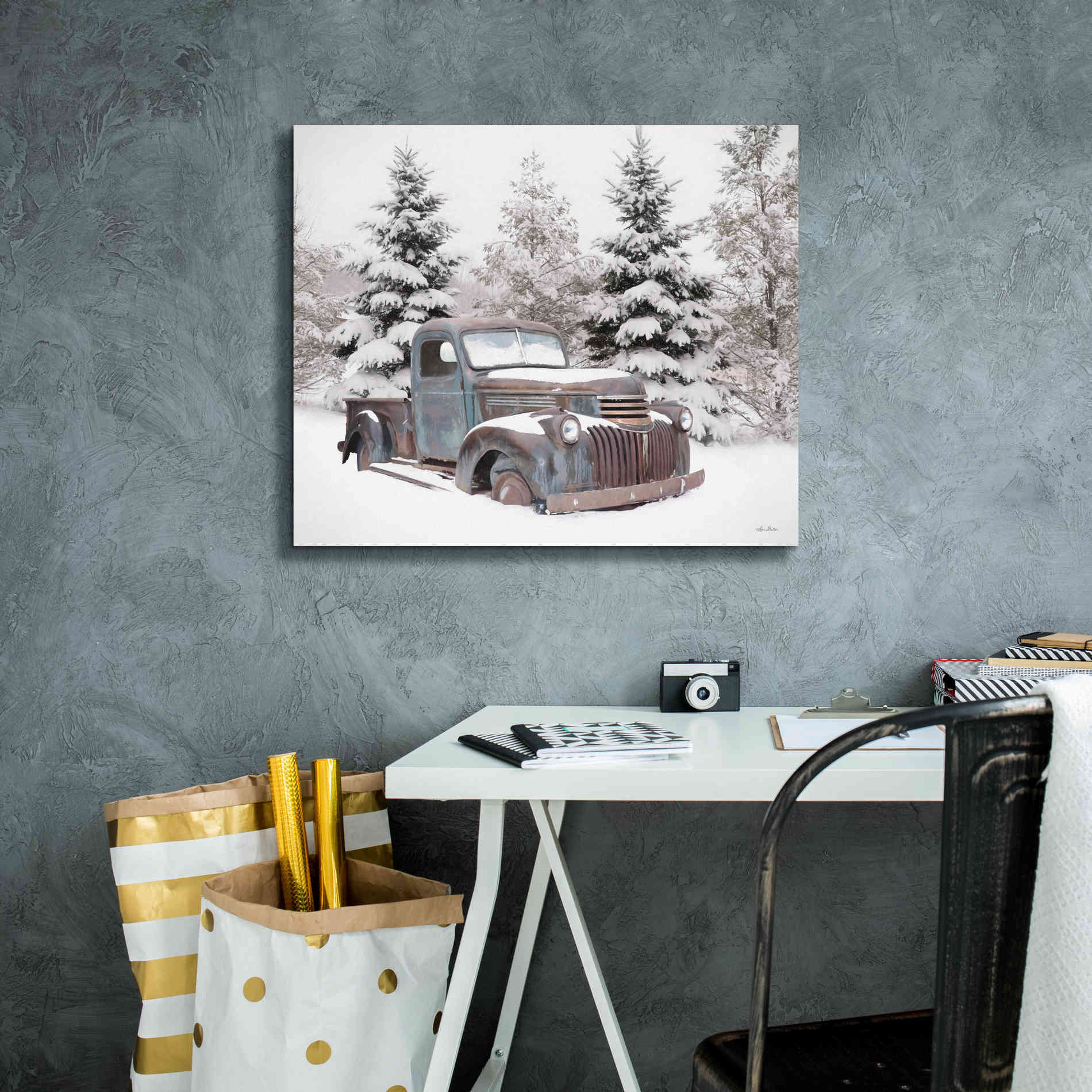 'Chevy at the Tree Farm' by Lori Deiter, Canvas Wall Art,24 x 20
