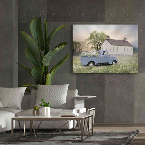 Image of 'Blue Ford at Barn' by Lori Deiter, Canvas Wall Art,54 x 40