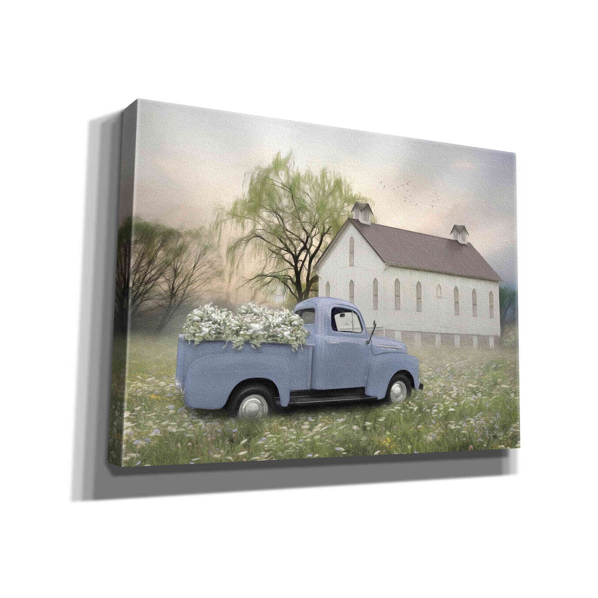'Blue Ford at Barn' by Lori Deiter, Canvas Wall Art