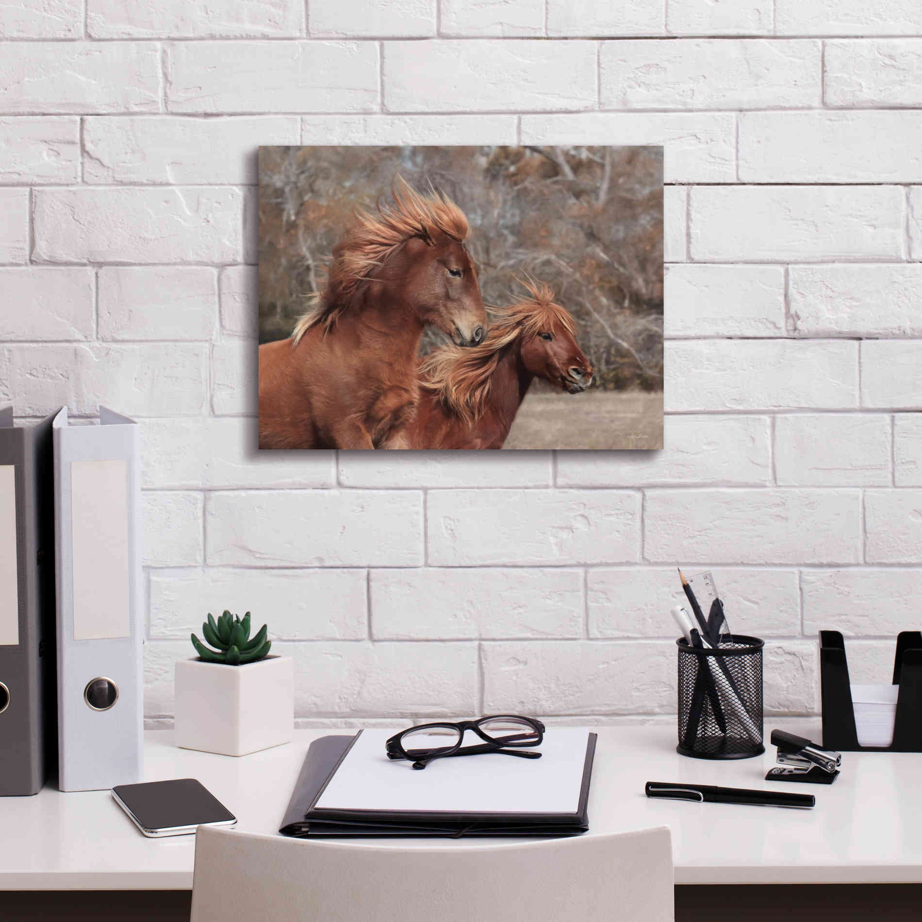 'Assateague Horses II' by Lori Deiter, Canvas Wall Art,16 x 12