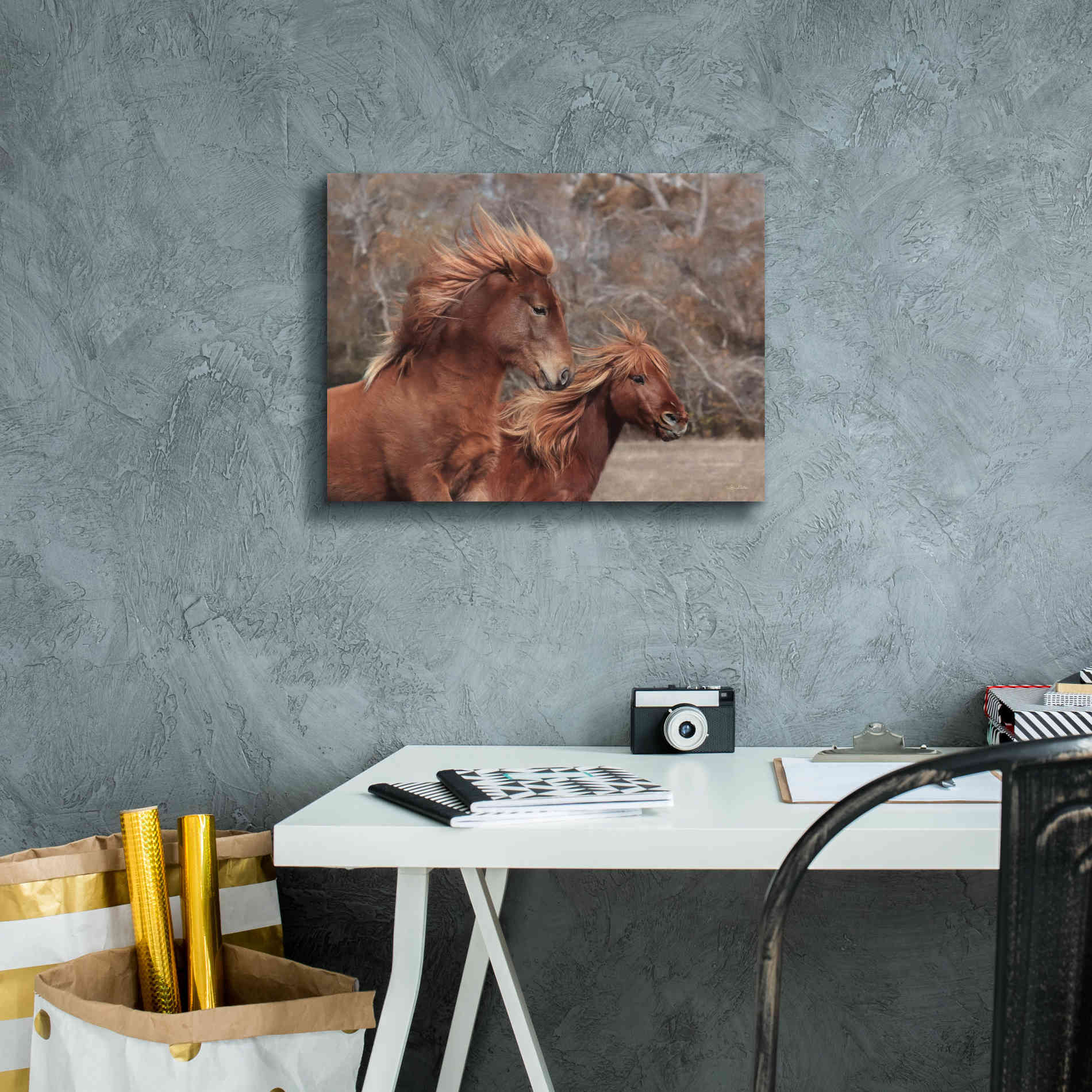 'Assateague Horses II' by Lori Deiter, Canvas Wall Art,16 x 12