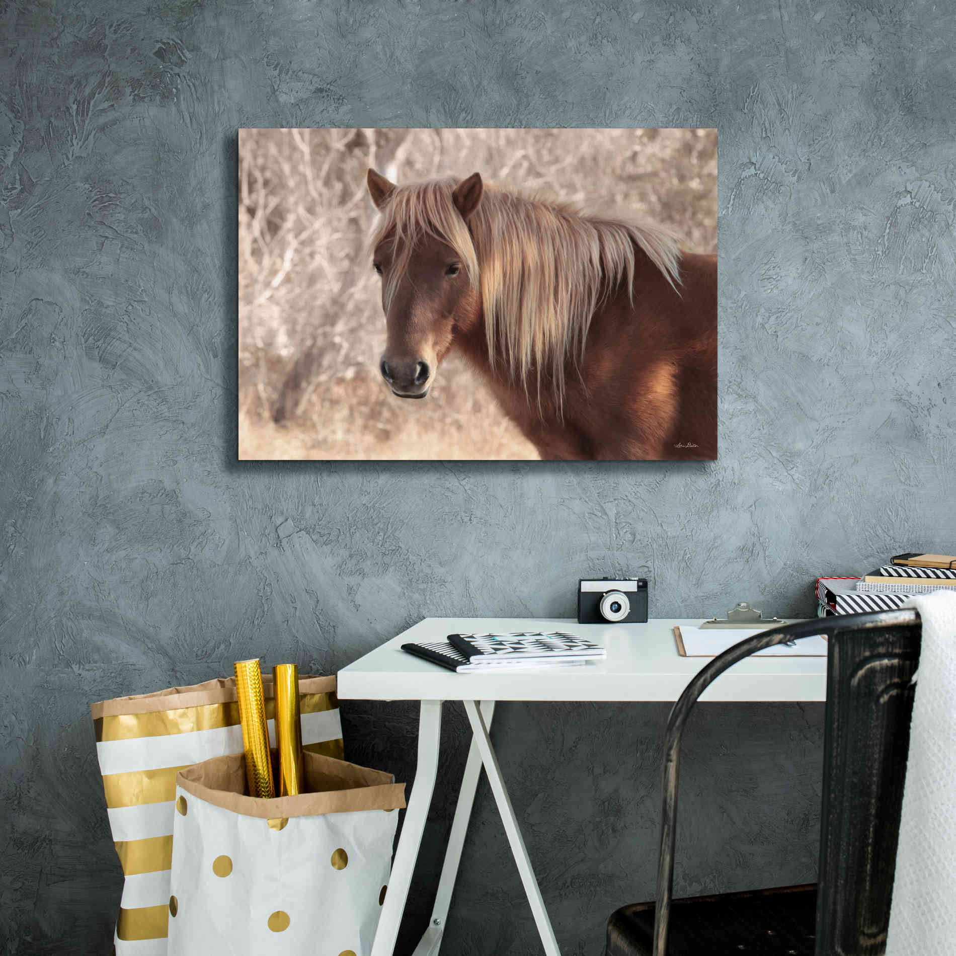 'Assateague Horse Portrait' by Lori Deiter, Canvas Wall Art,26 x 18