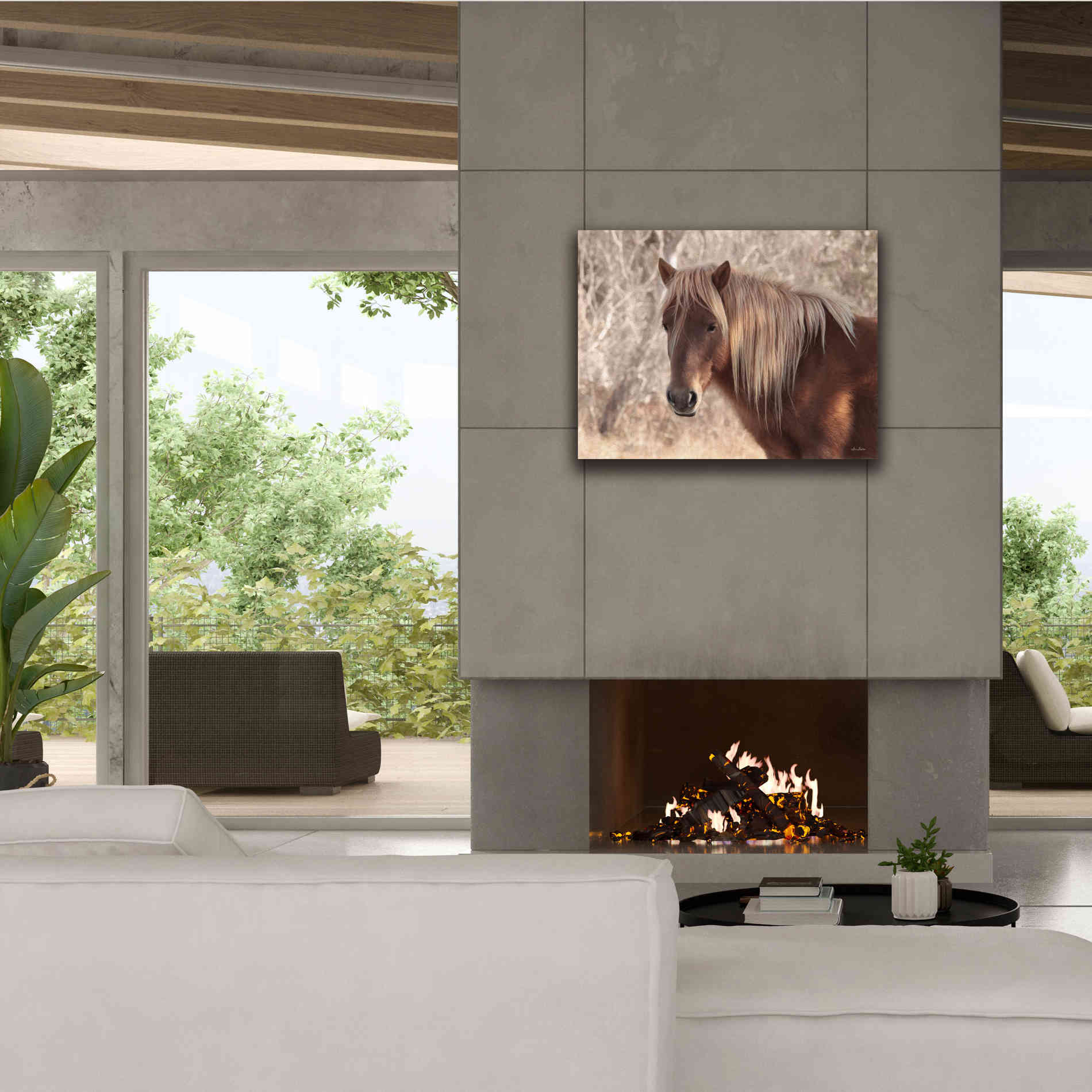 'Assateague Horse Portrait' by Lori Deiter, Canvas Wall Art,34 x 26