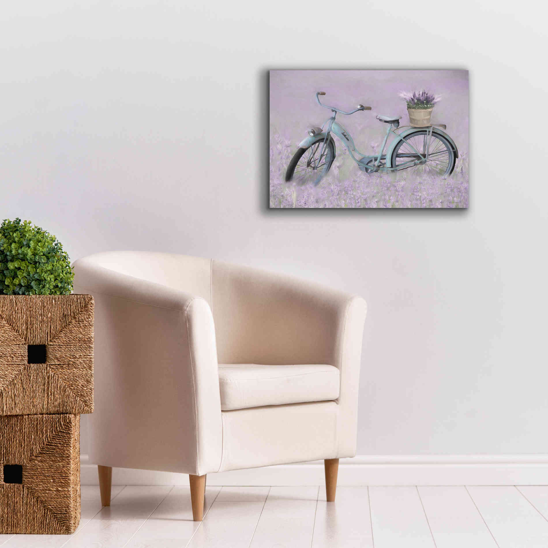 'Bicycle in Lavender' by Lori Deiter, Canvas Wall Art,26 x 18