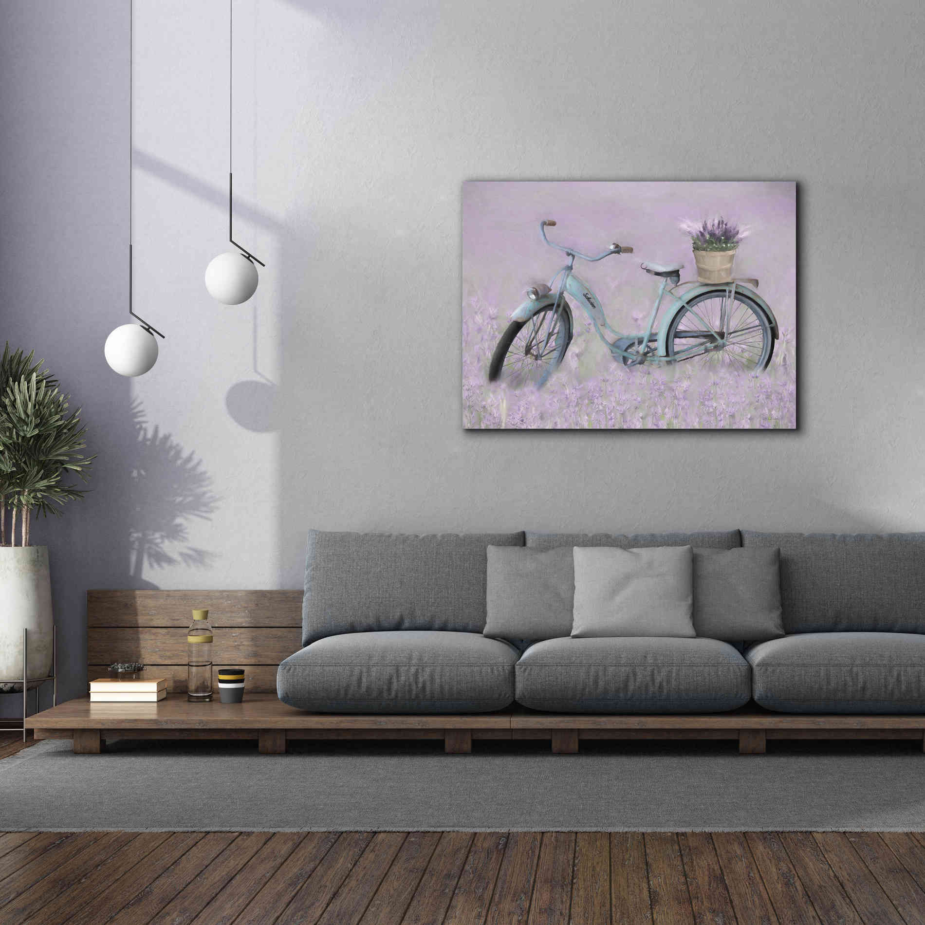 'Bicycle in Lavender' by Lori Deiter, Canvas Wall Art,54 x 40