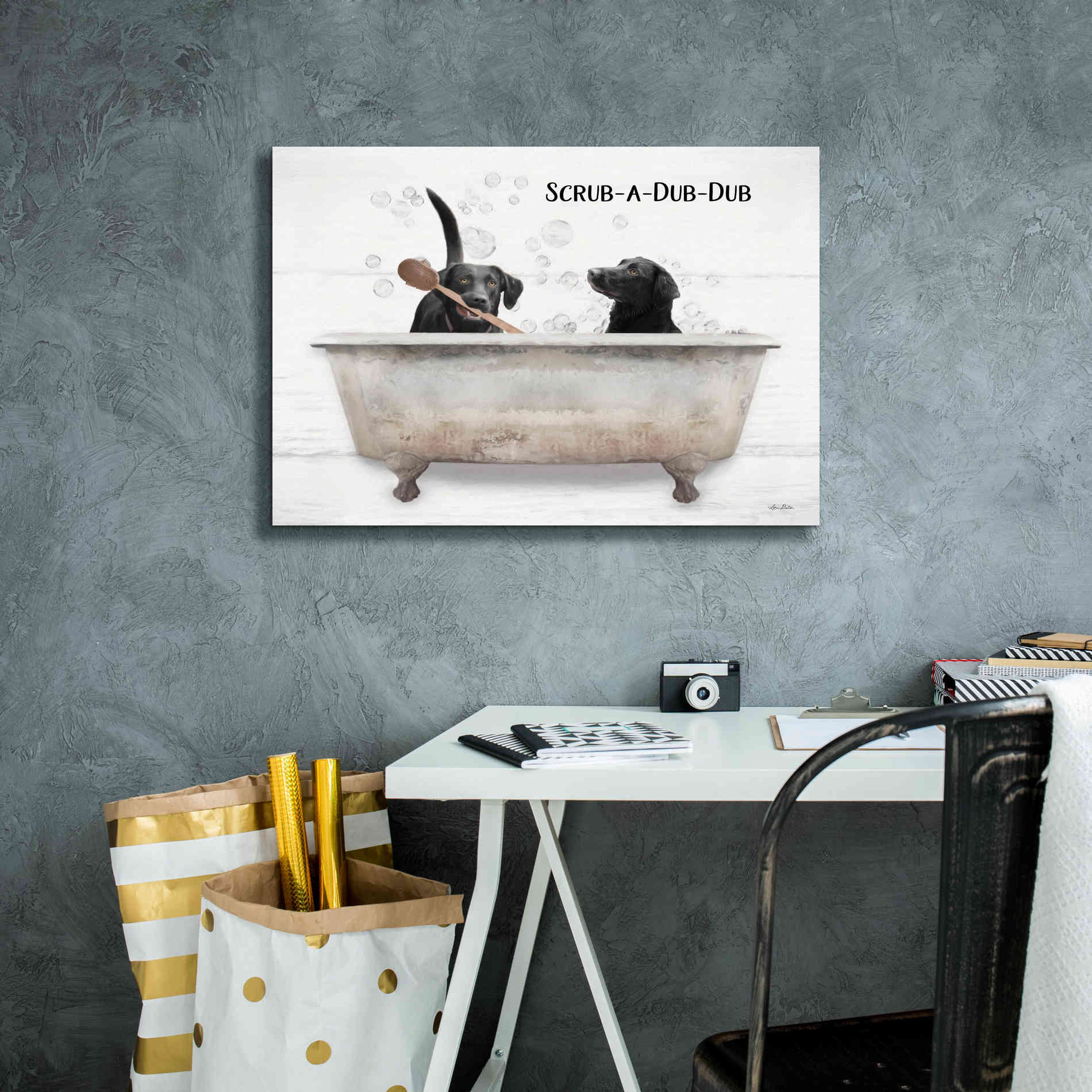 'Scrub-a-Dub-Dub' by Lori Deiter, Canvas Wall Art,26 x 18