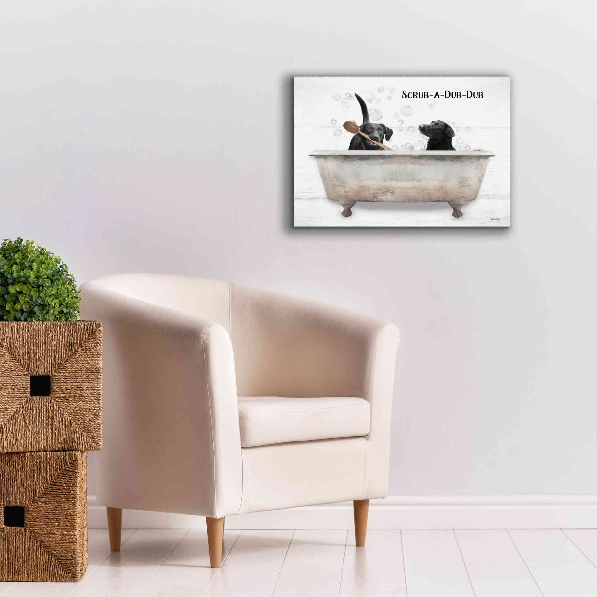 'Scrub-a-Dub-Dub' by Lori Deiter, Canvas Wall Art,26 x 18
