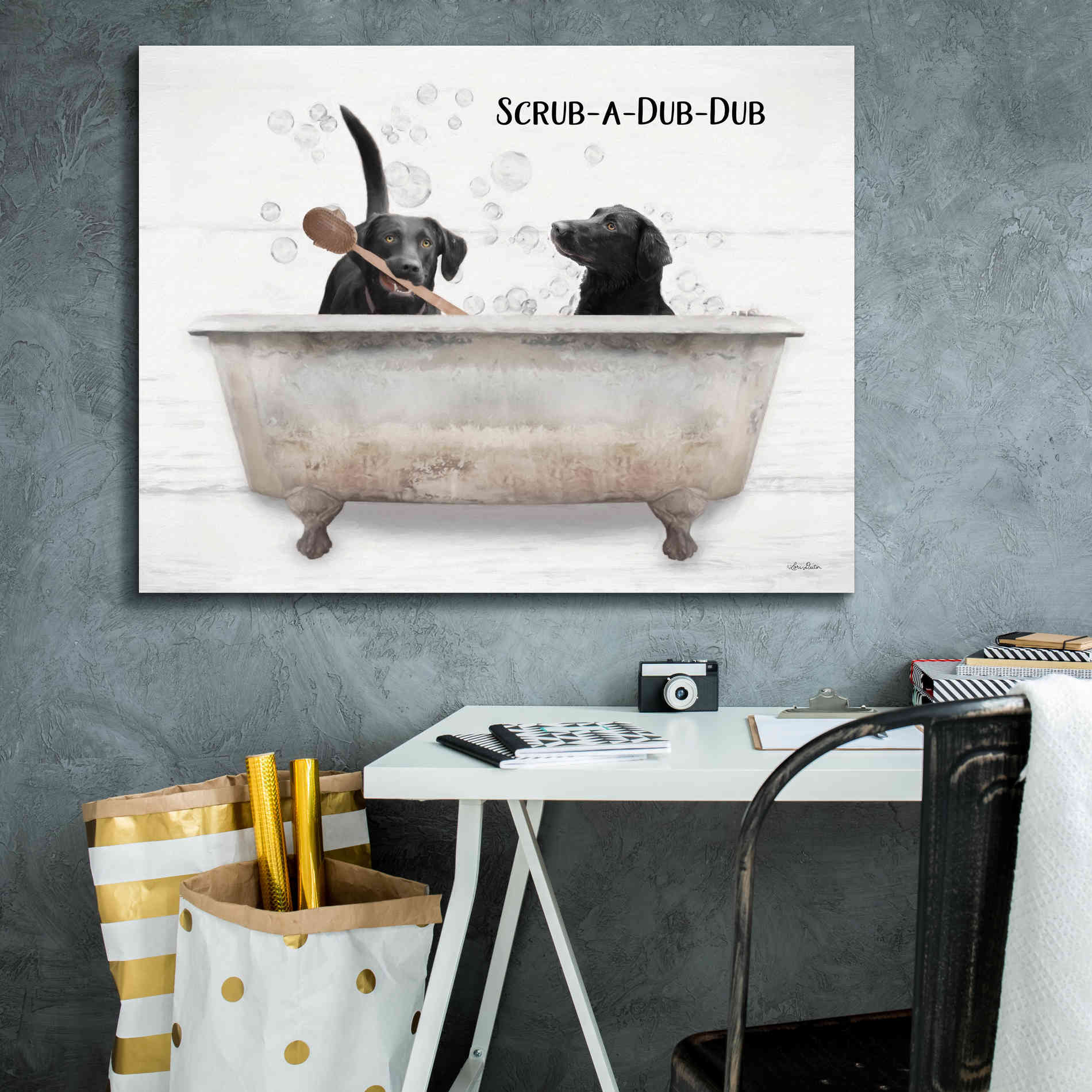 'Scrub-a-Dub-Dub' by Lori Deiter, Canvas Wall Art,34 x 26