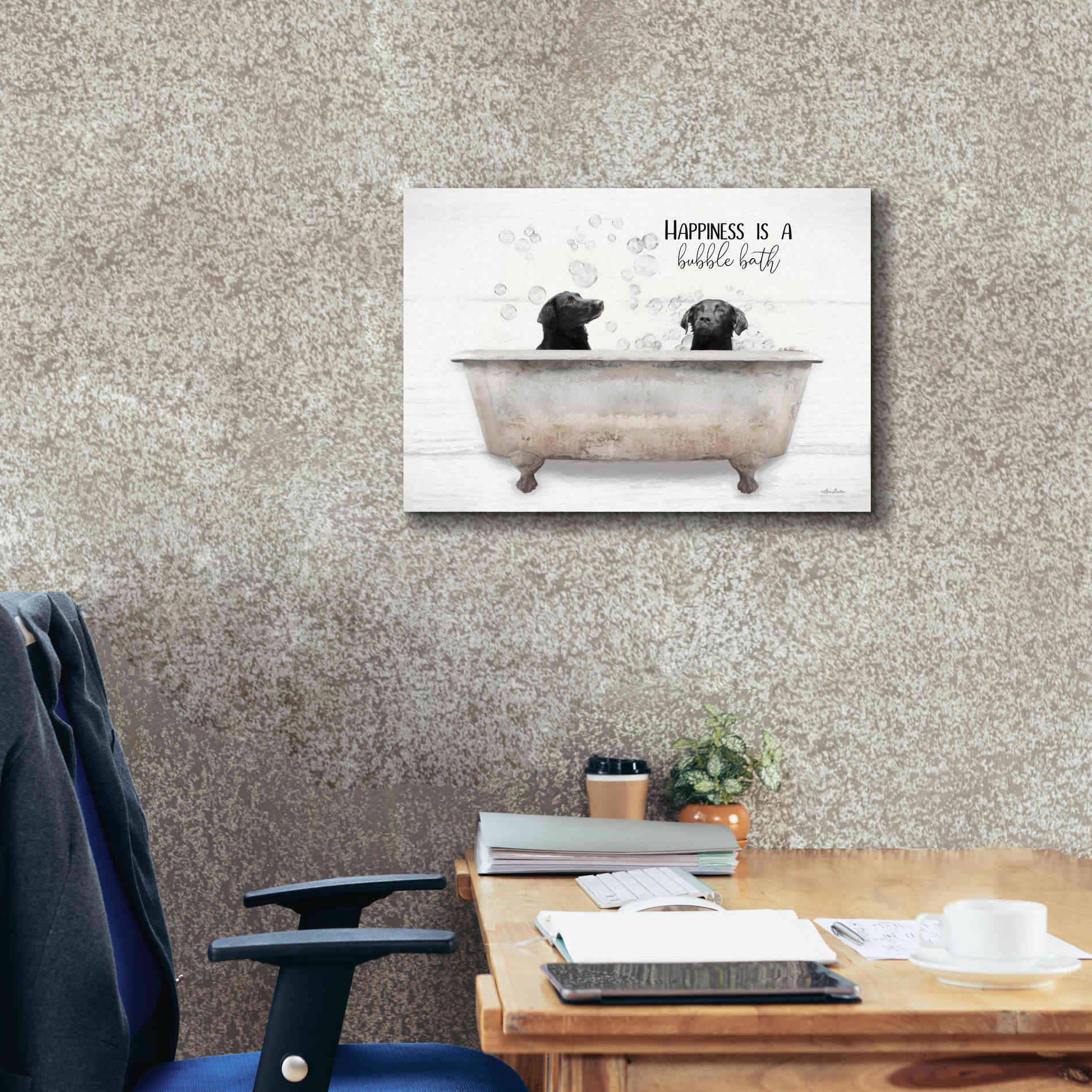 'Happiness is a Bubble Bath' by Lori Deiter, Canvas Wall Art,26 x 18