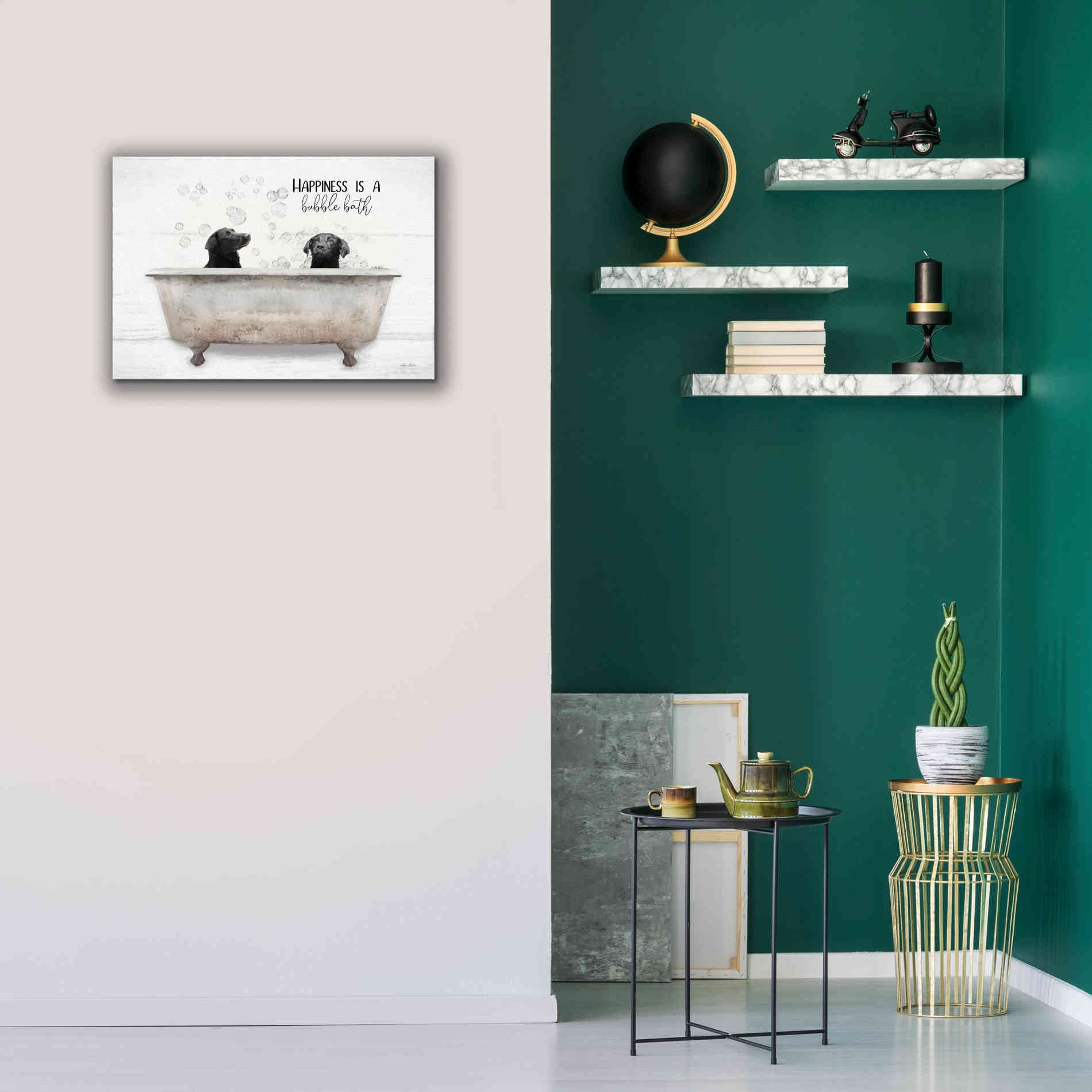 'Happiness is a Bubble Bath' by Lori Deiter, Canvas Wall Art,26 x 18