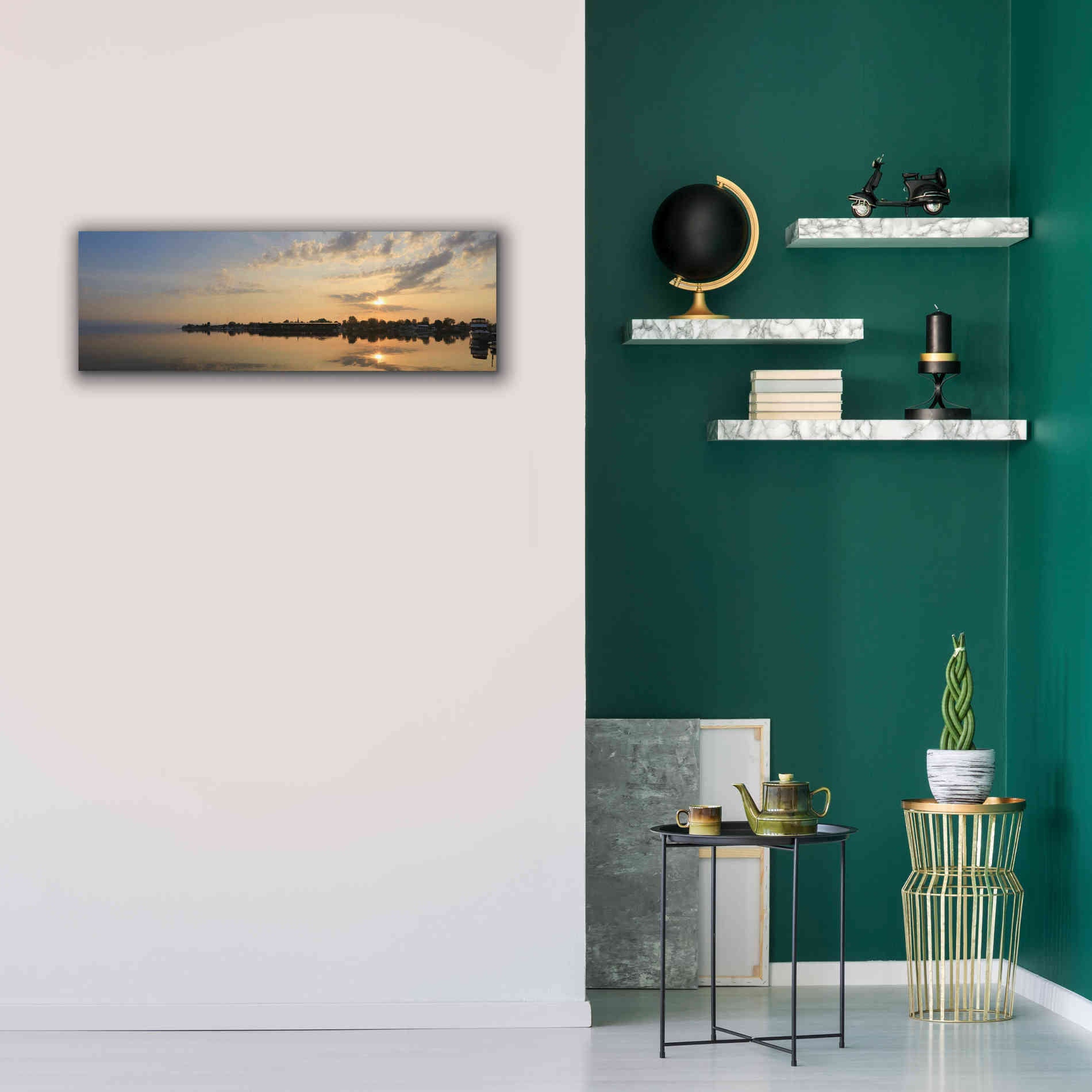 'French Bay Sunrise' by Lori Deiter, Canvas Wall Art,36 x 12