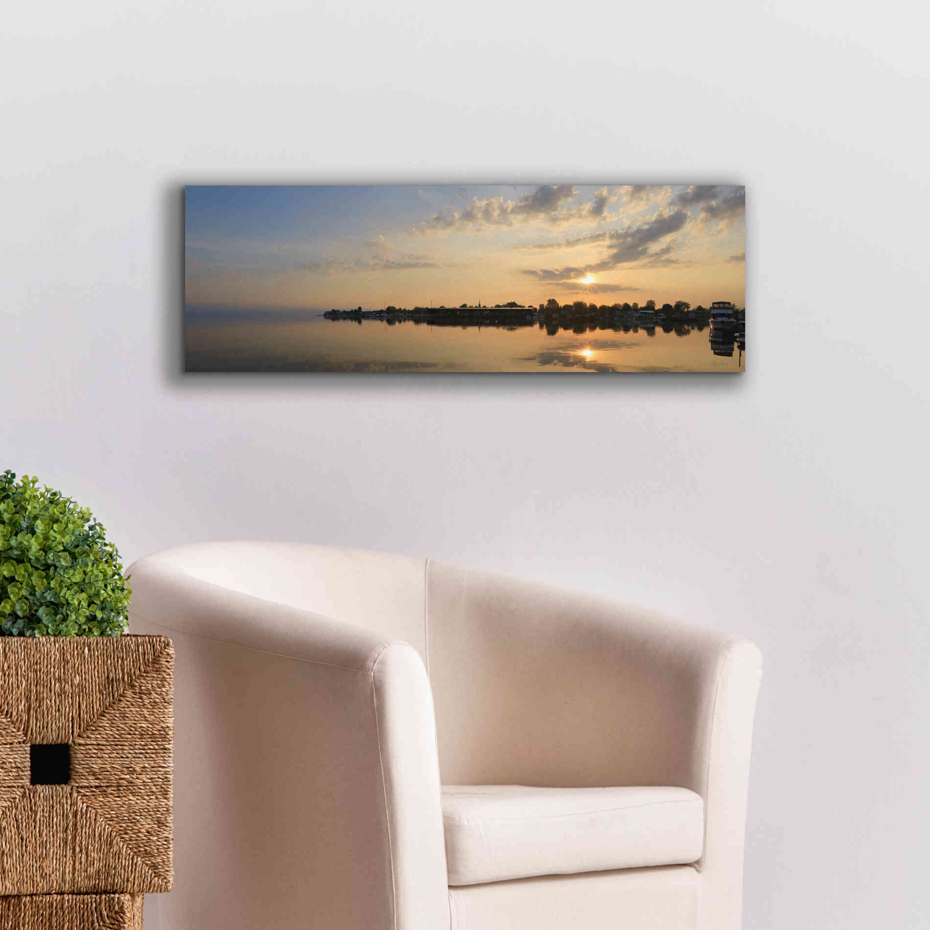 'French Bay Sunrise' by Lori Deiter, Canvas Wall Art,36 x 12
