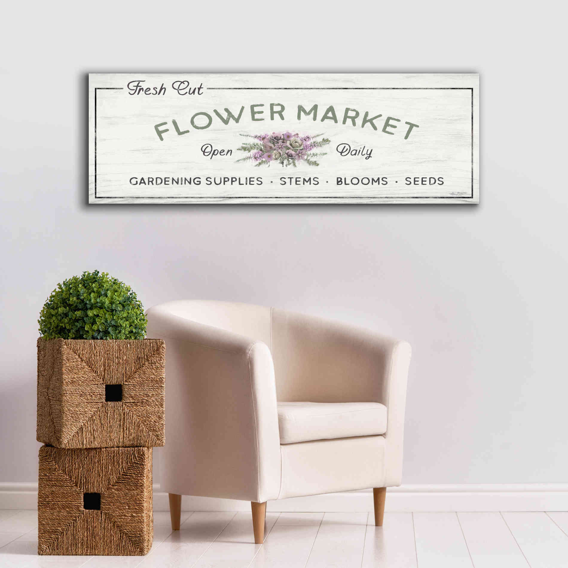 'Flower Market' by Lori Deiter, Canvas Wall Art,60 x 20