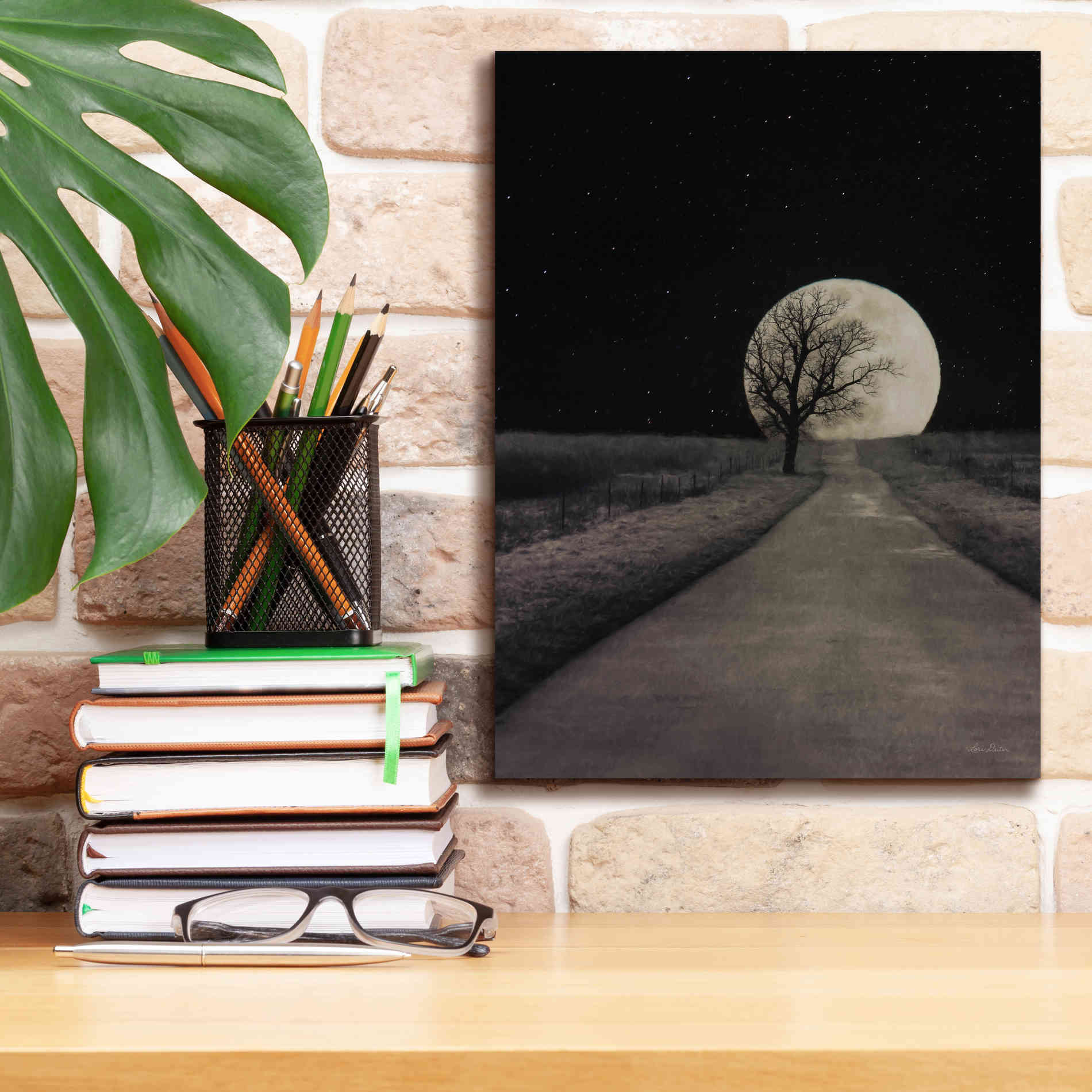 'Moonlit Country Road' by Lori Deiter, Canvas Wall Art,12 x 16
