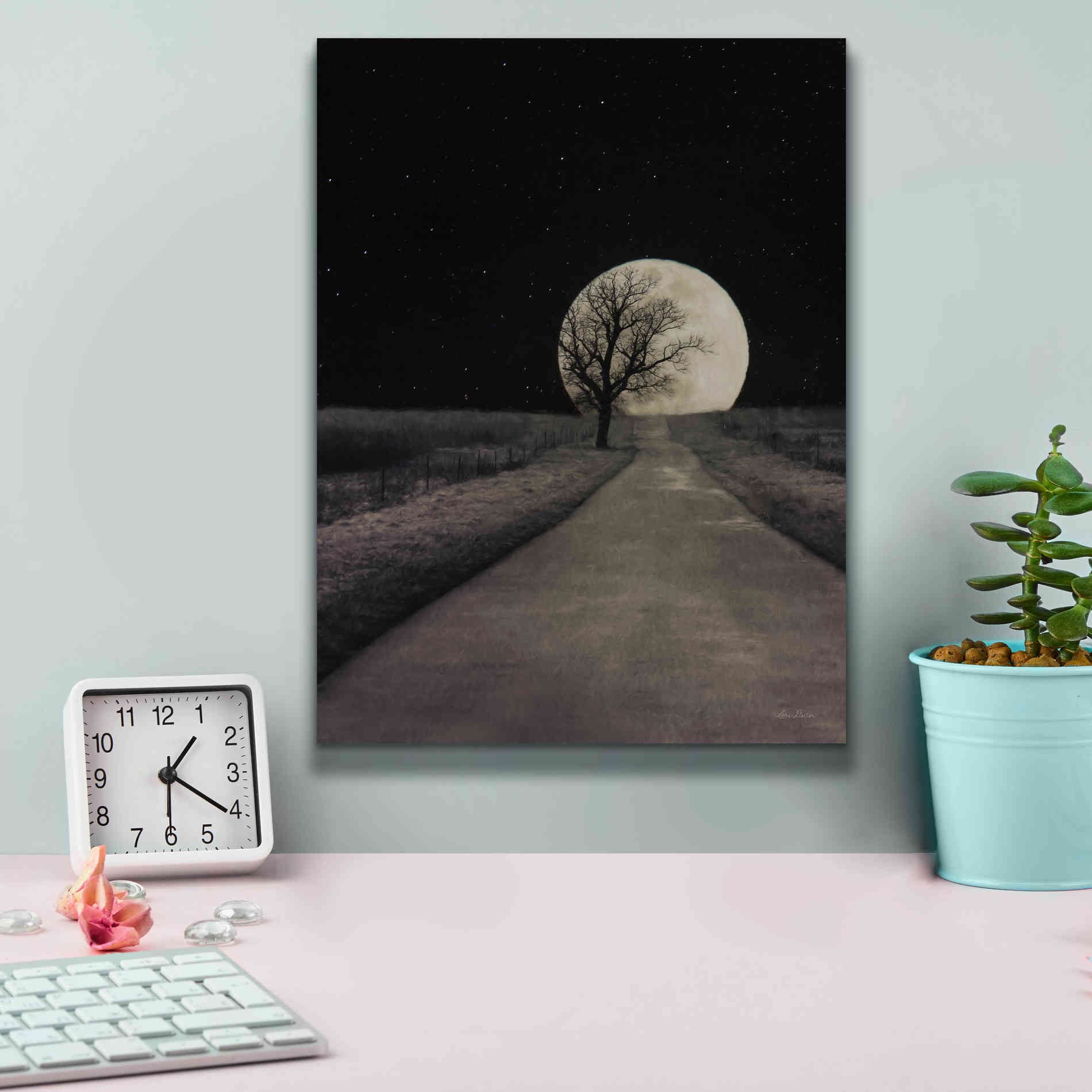 'Moonlit Country Road' by Lori Deiter, Canvas Wall Art,12 x 16